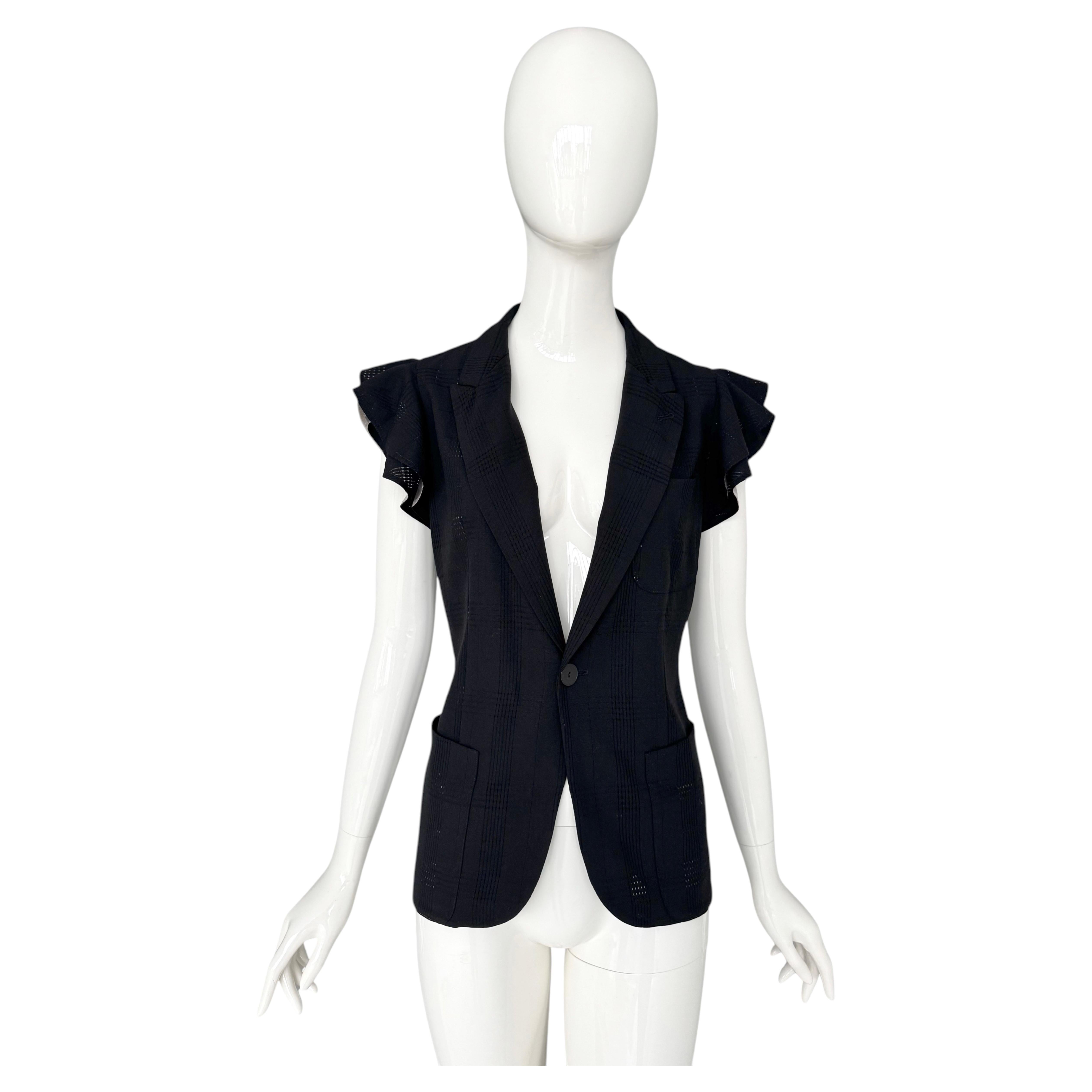 Jean Paul Gaultier Spring Summer 2007 Ruffle Cap Sleeves Black Jacket