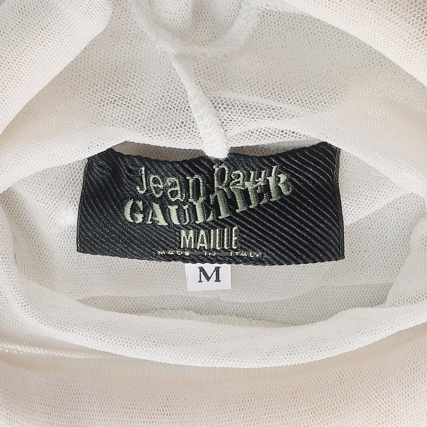 Women's Jean Paul Gaultier SS-1994 Tubular Neck Detail Mesh Long-Sleeved Top