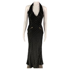 JEAN PAUL GAULTIER SS 1995 Size 4 Black White Acetate Blend Stripe Gown Dress