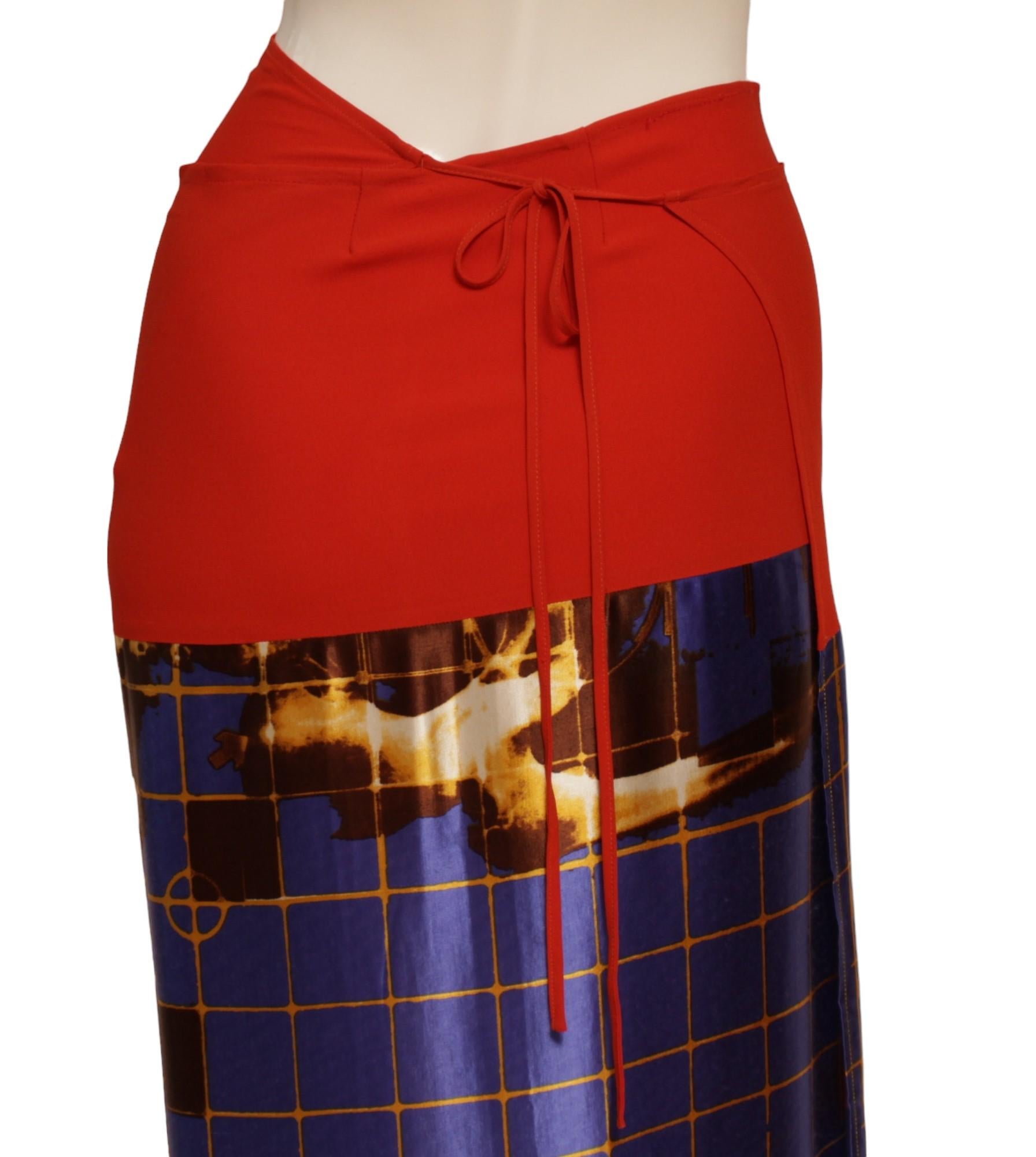 JEAN PAUL GAULTIER SS 1996 Cyberbaba patchwork x-ray wrap shirt dress In Excellent Condition For Sale In Kingston, NY