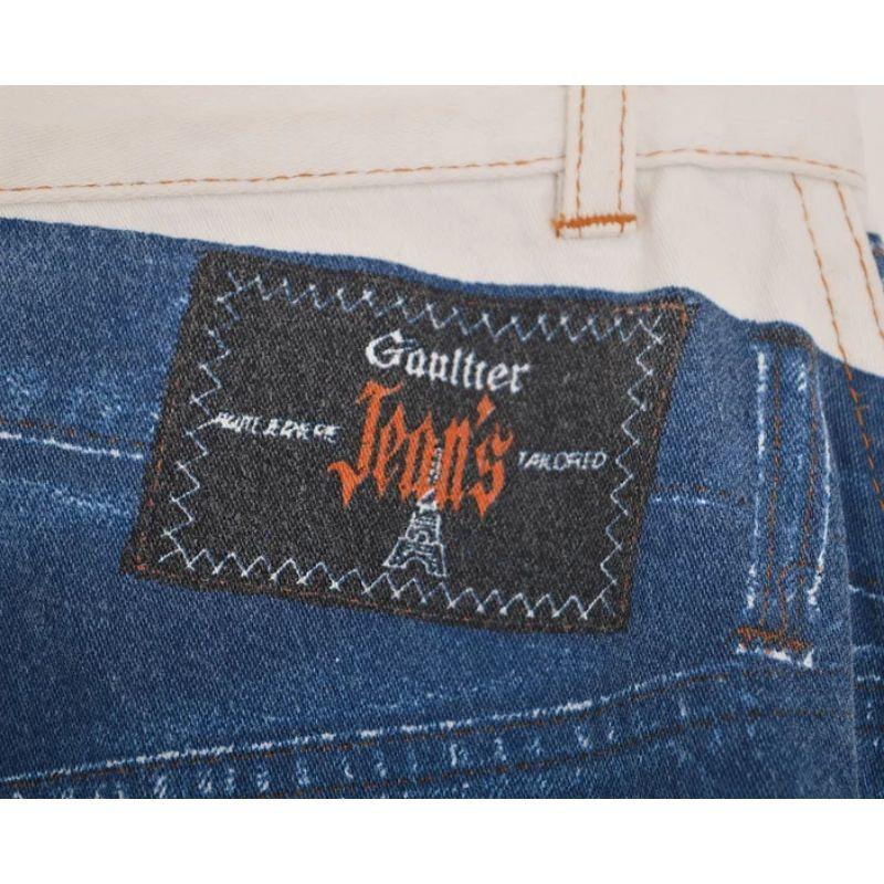 Jean Paul Gaultier SS 1997 Trompe-L'œil Vintage High waisted Pattern Jeans In Good Condition For Sale In Sheffield, GB