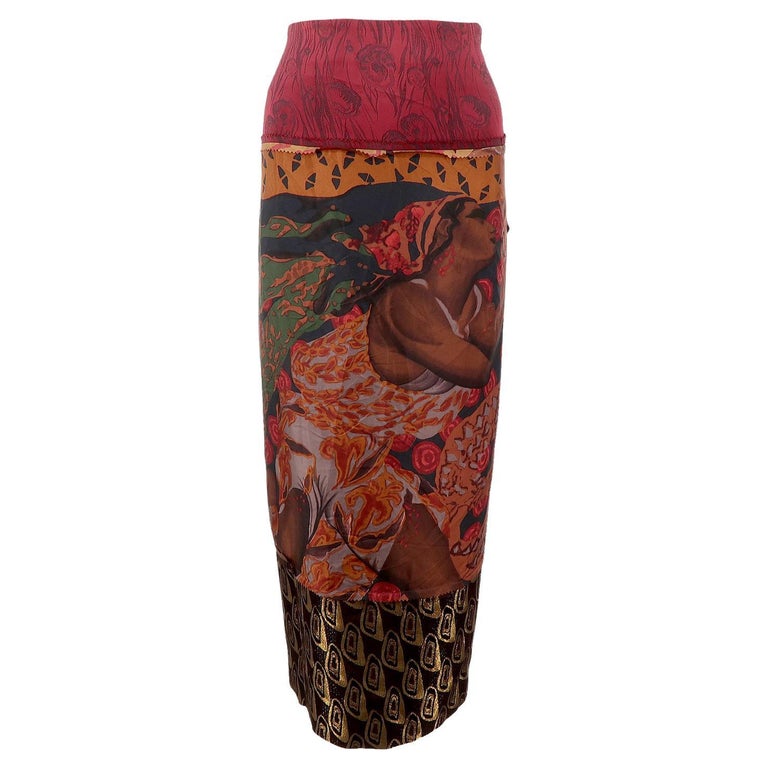 Jean Paul Gaultier SS-2002 Silk and Rayon Print Skirt at 1stDibs