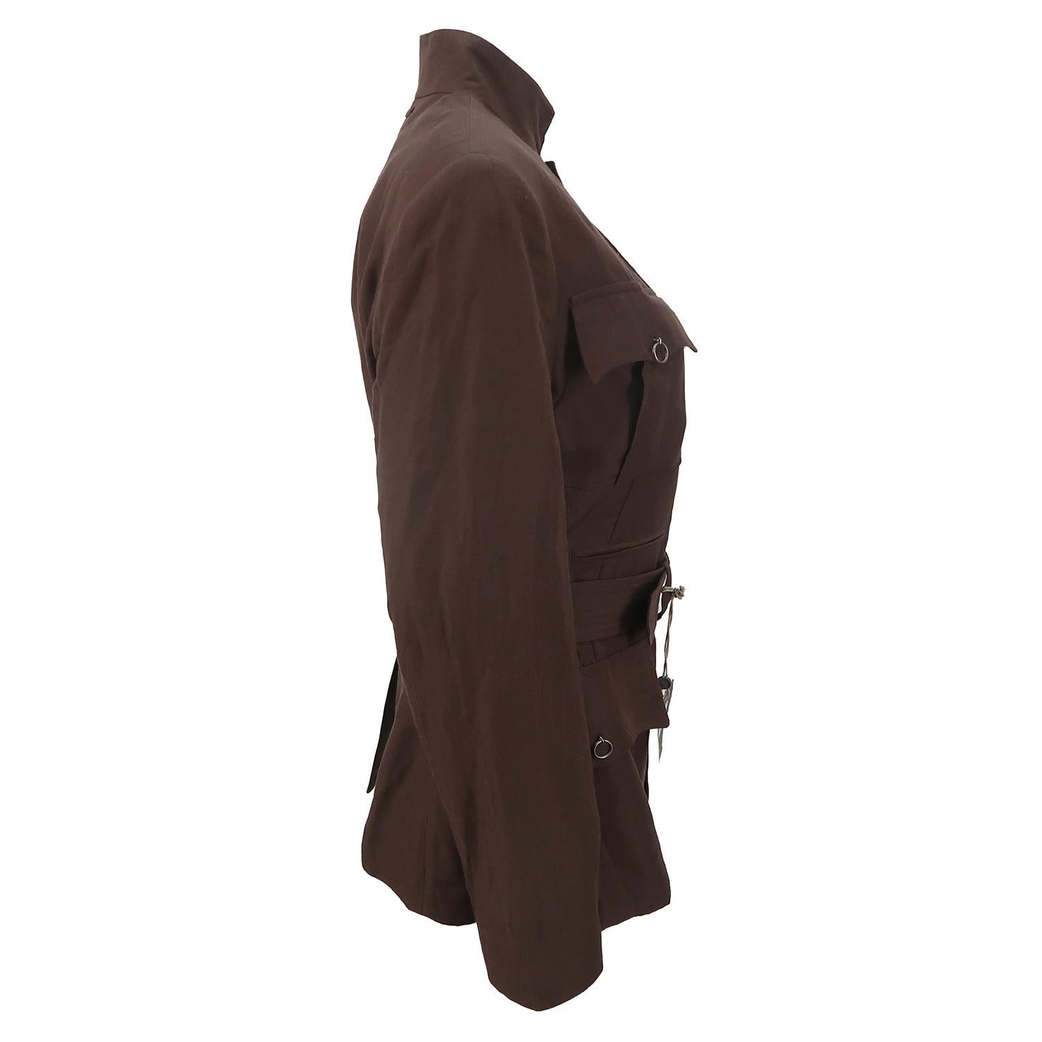 Black Jean Paul Gaultier SS-2003 Silk Linen Officer’s Jacket