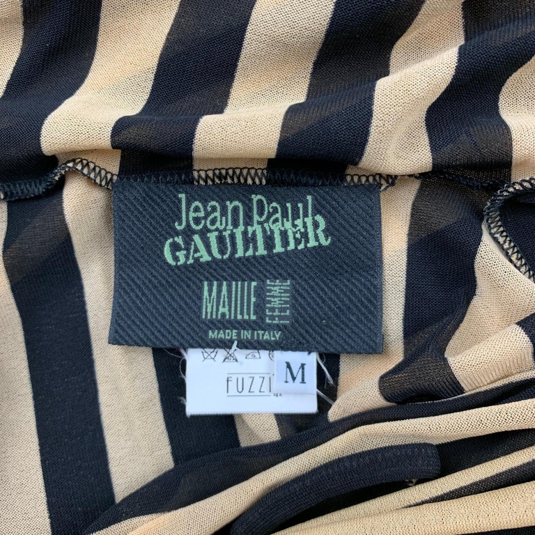 JEAN PAUL GAULTIER SS 2003 Size M Black and Taupe Polimide Turtleneck ...