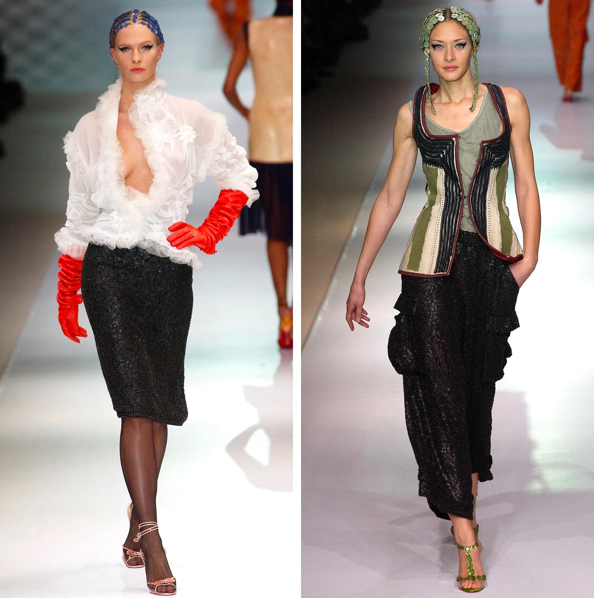 Jean-Paul Gaultier - Pantalon en laine brodé de sequins, printemps-été 2003 en vente 3