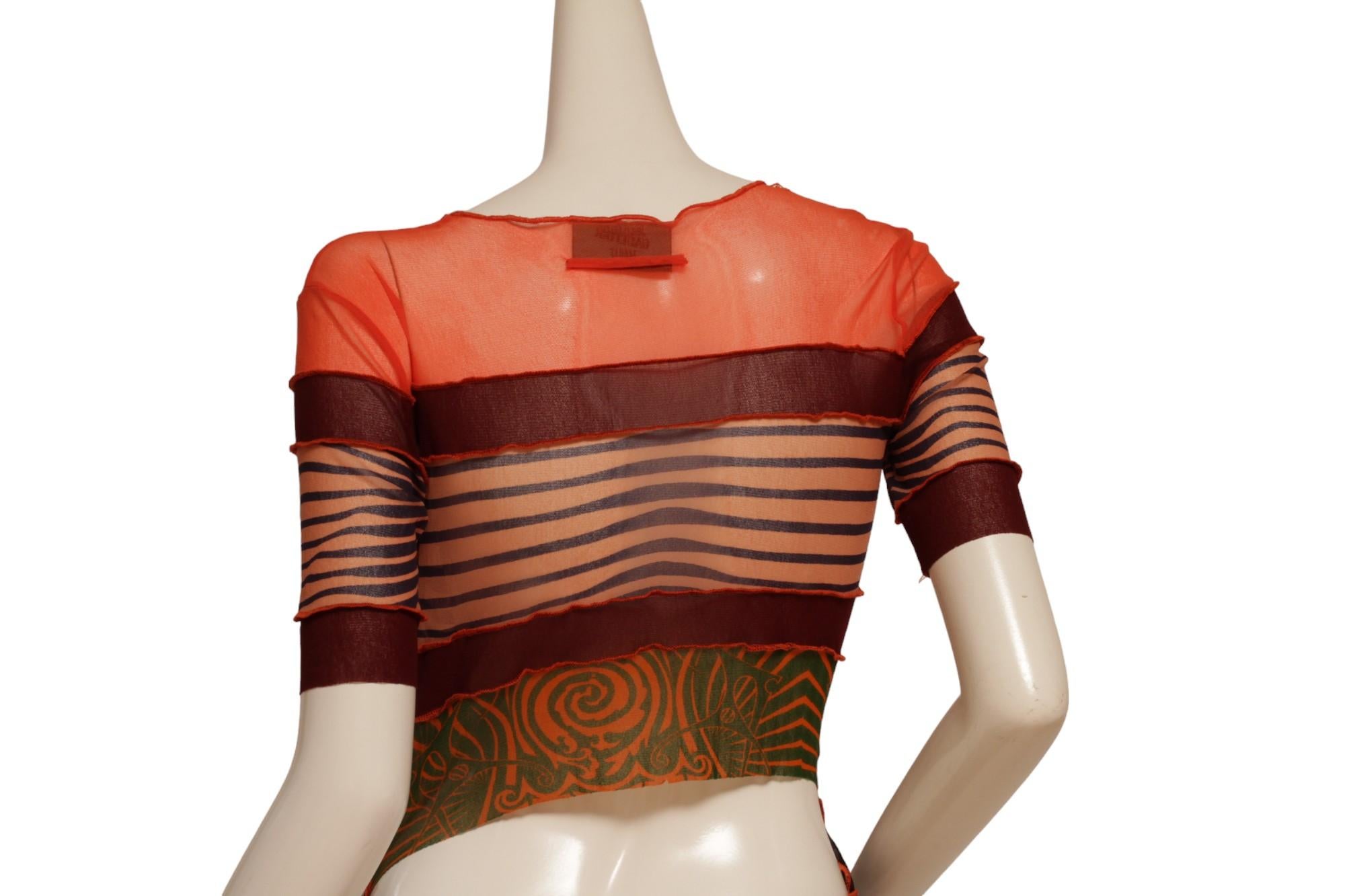 JEAN PAUL GAULTIER, SS1996 Striped Mesh Dress For Sale 1
