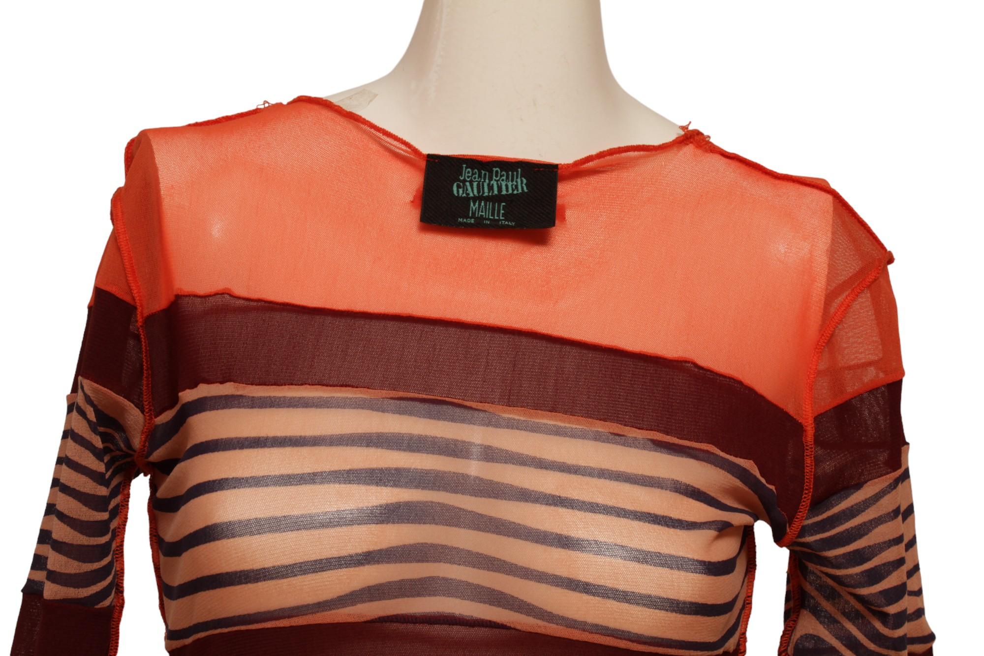 JEAN PAUL GAULTIER, SS1996 Striped Mesh Dress For Sale 3