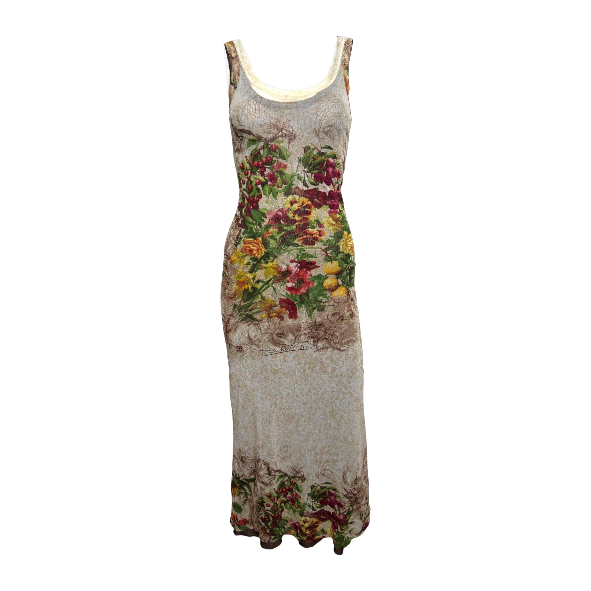 Jean Paul Gaultier SS1999 Floral-Print Mesh Maxi Dress