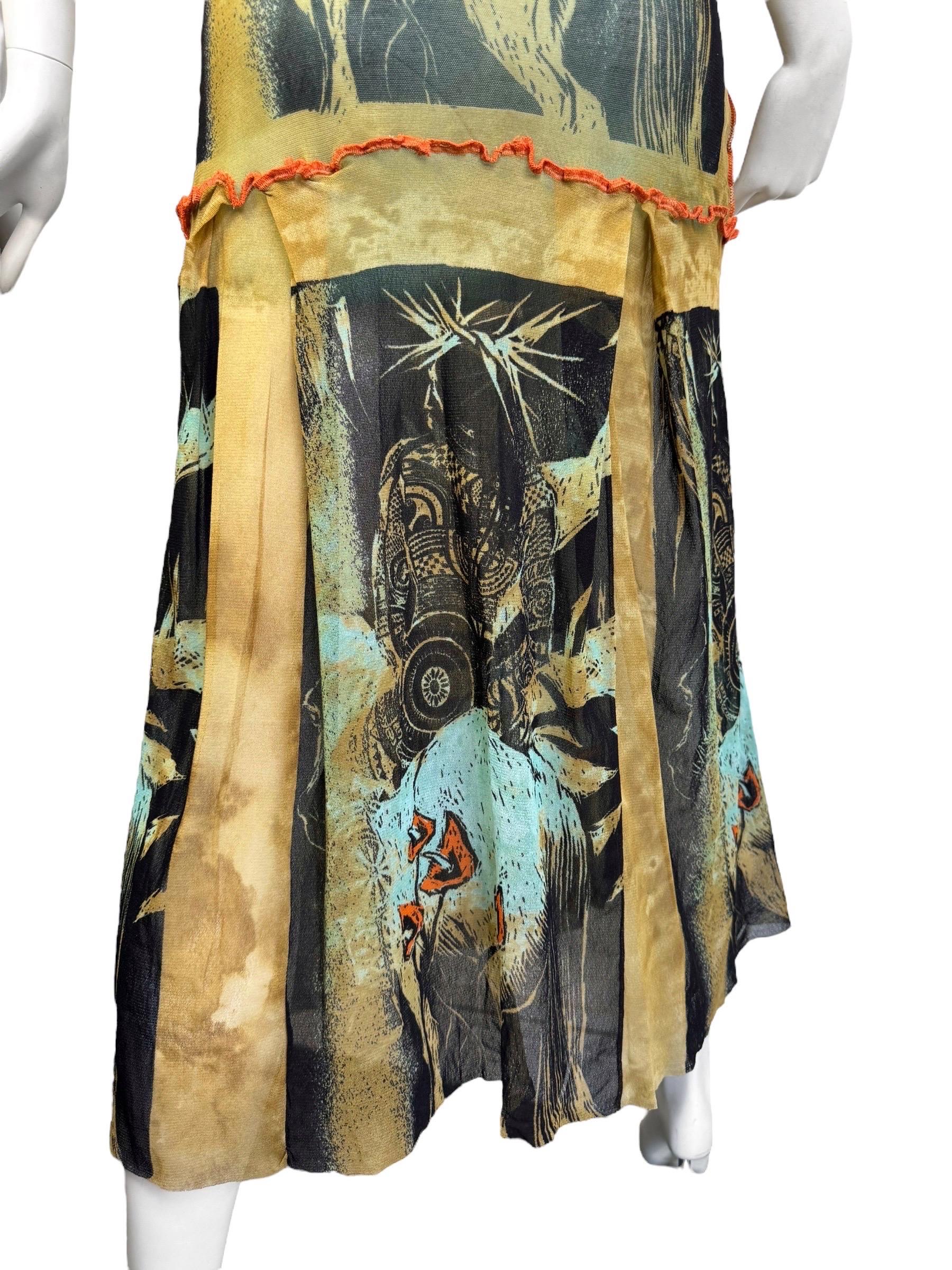 JEAN PAUL GAULTIER ss2000 MESH PRINT MAXI-KLEID 7