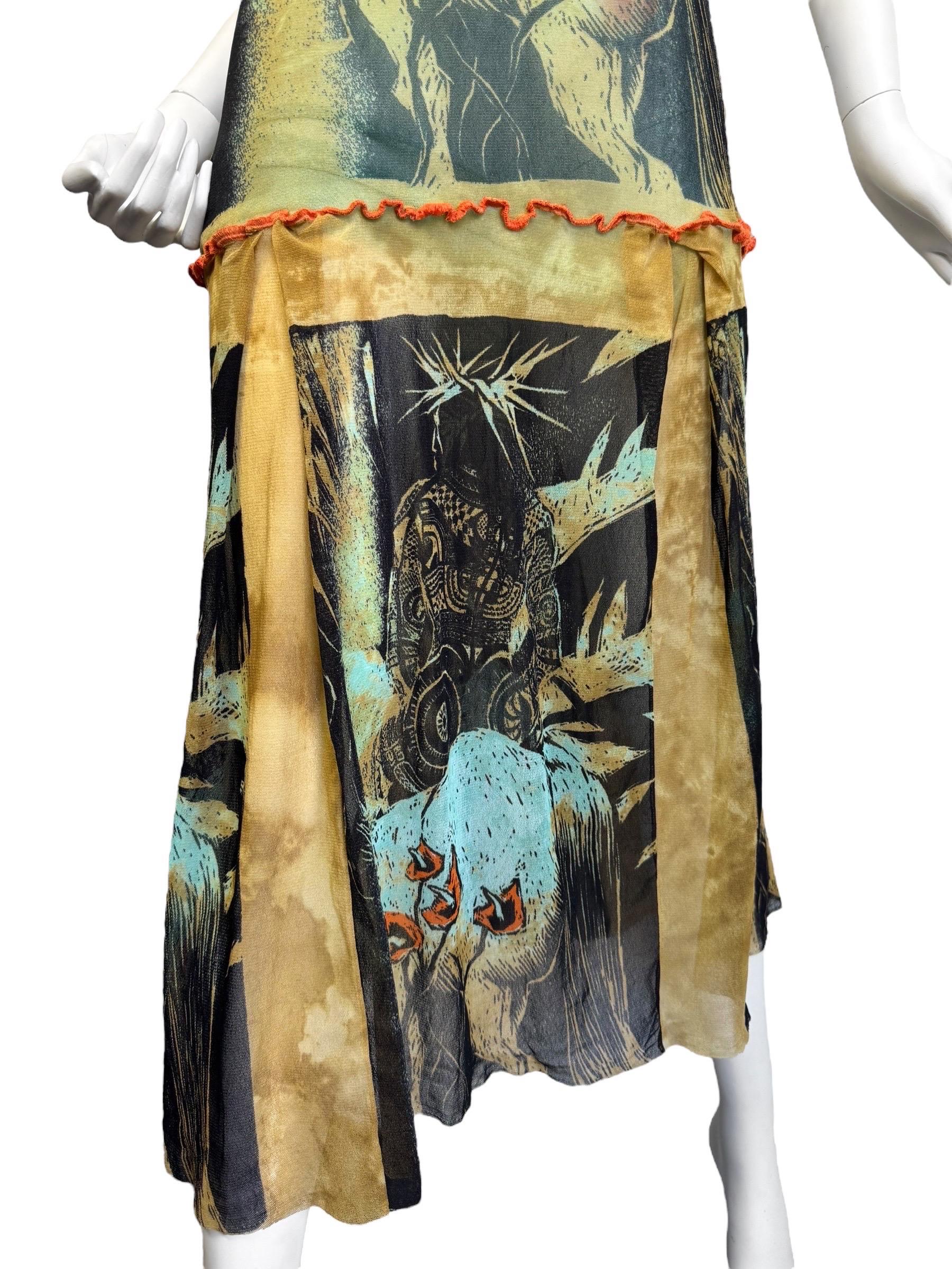 JEAN PAUL GAULTIER ss2000 MESH PRINT MAXI-KLEID 2
