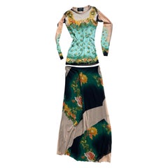 Jean Paul Gaultier SS2001 Floral Mesh two pieces Top & Maxi-skirt