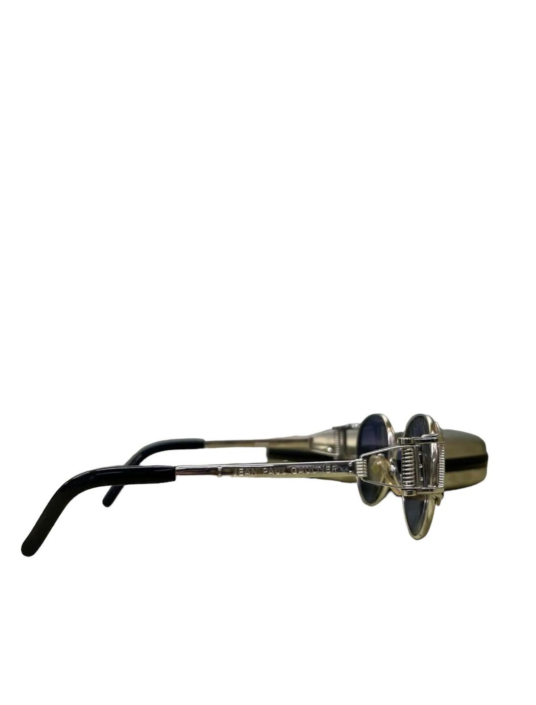 Jean Paul Gaultier Steam Punk Spring Metal Sunglasses In Good Condition For Sale In LISSE, NL