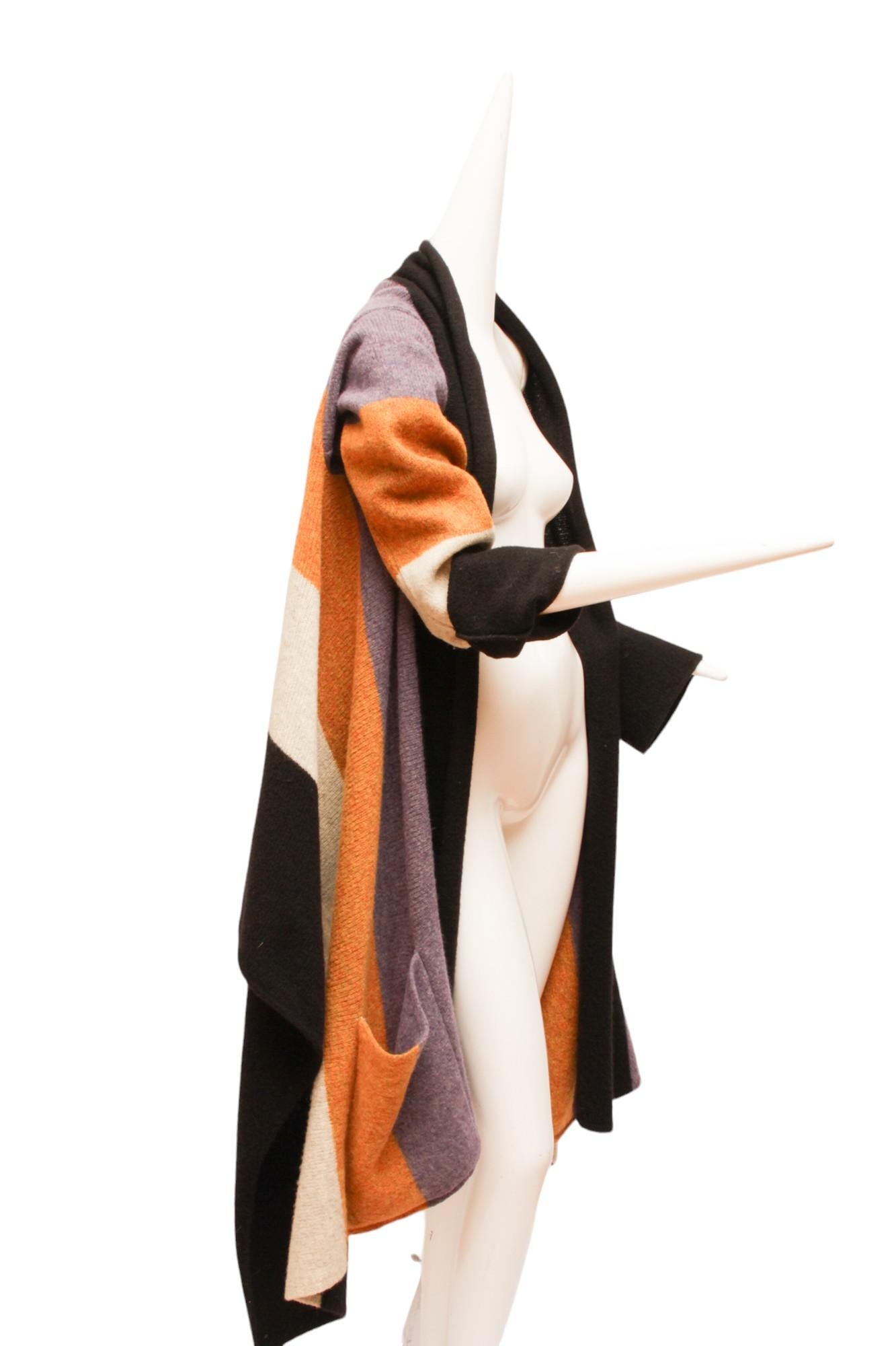 JEAN PAUL GAULTIER, Striped Boiled Wool Cardigan with oversize pockets In Excellent Condition For Sale In Kingston, NY
