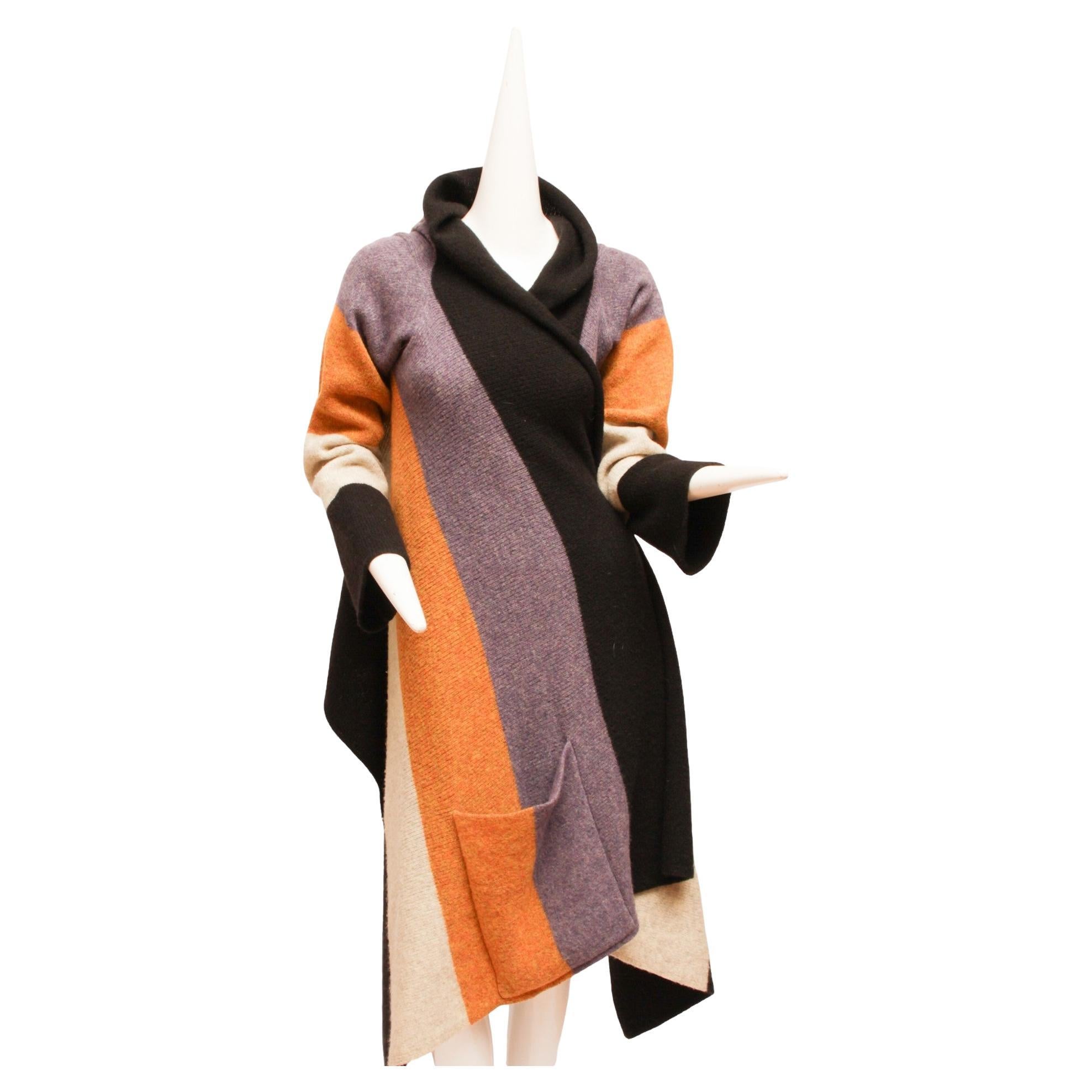 JEAN PAUL GAULTIER, Striped Boiled Wool Cardigan with oversize pockets For Sale