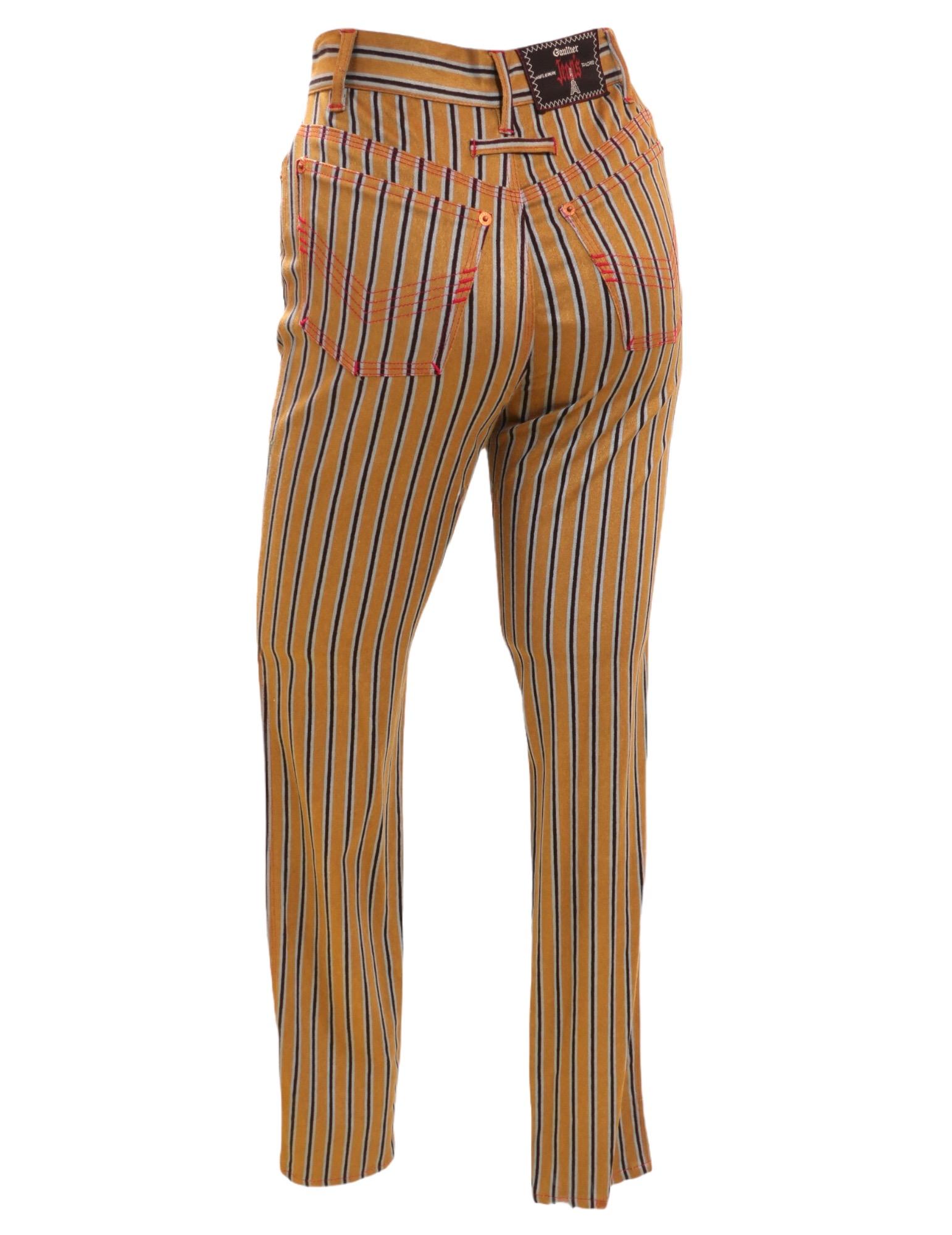 Marrone Jeans a righe Jean Paul Gaultier in vendita