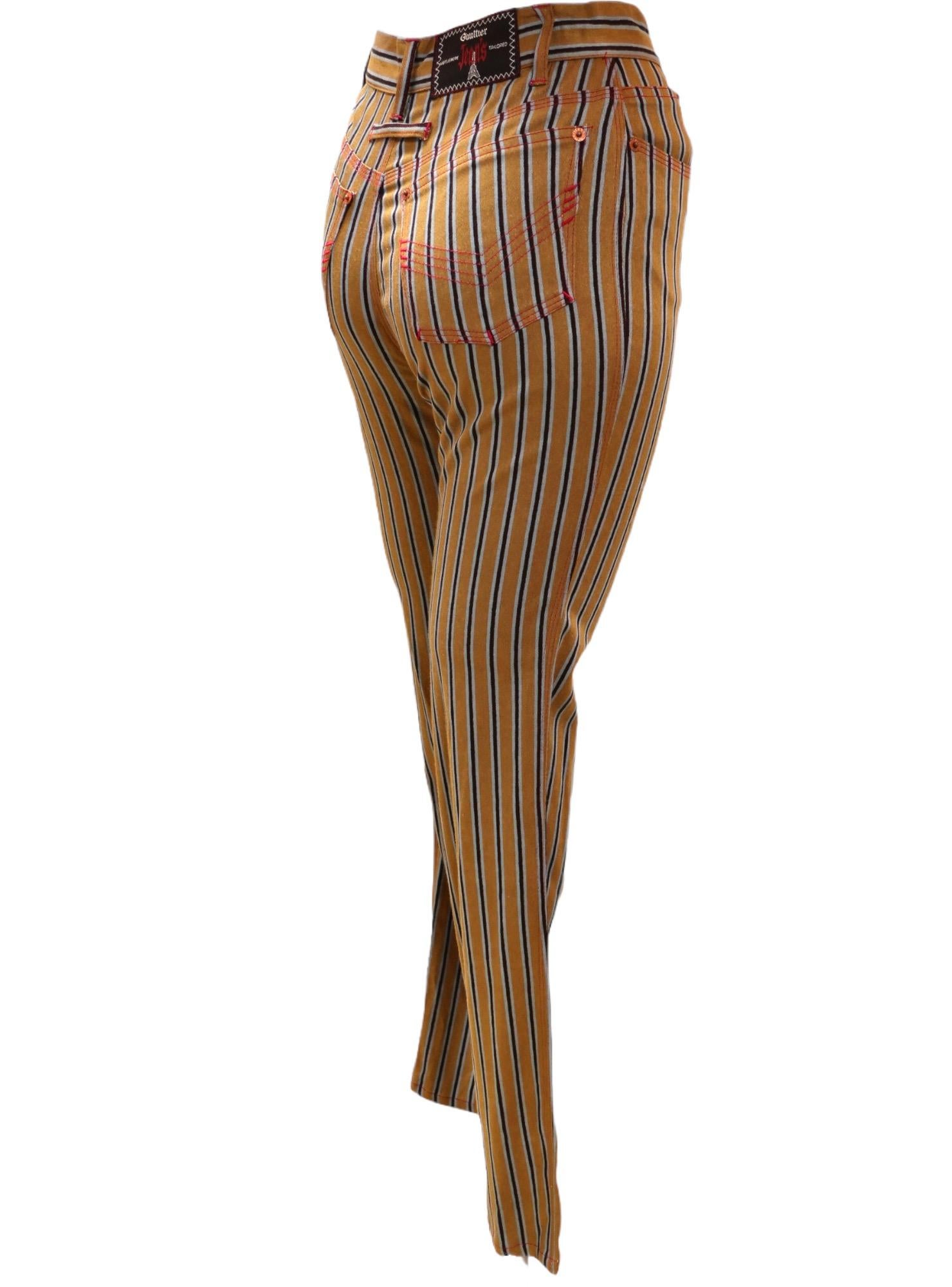 black and brown striped pants