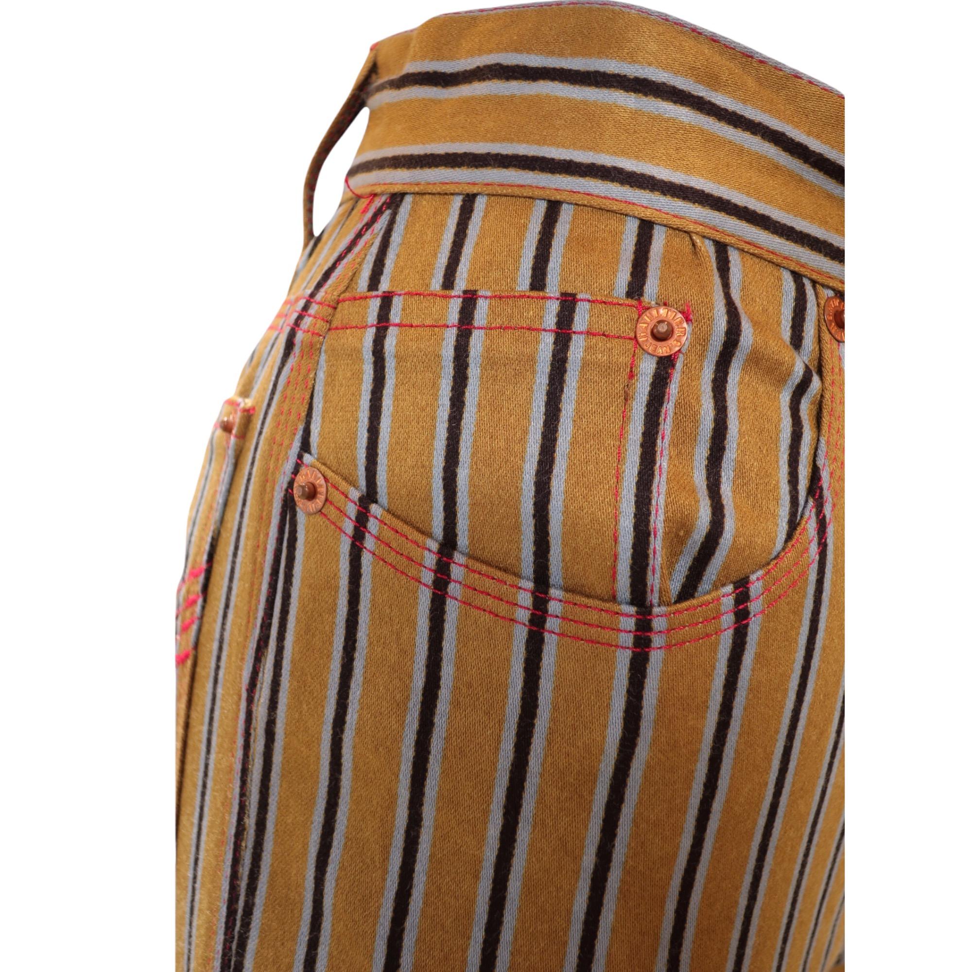 Brown Jean Paul Gaultier Striped Jeans For Sale