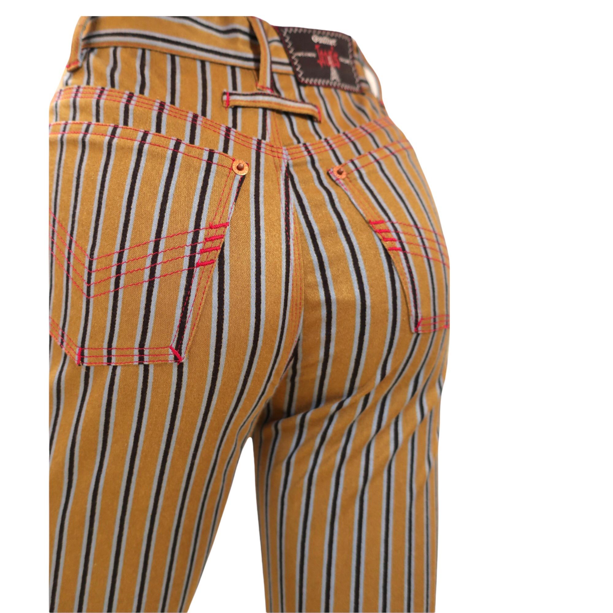 Jean Paul Gaultier Striped Jeans In New Condition For Sale In Laguna Beach, CA