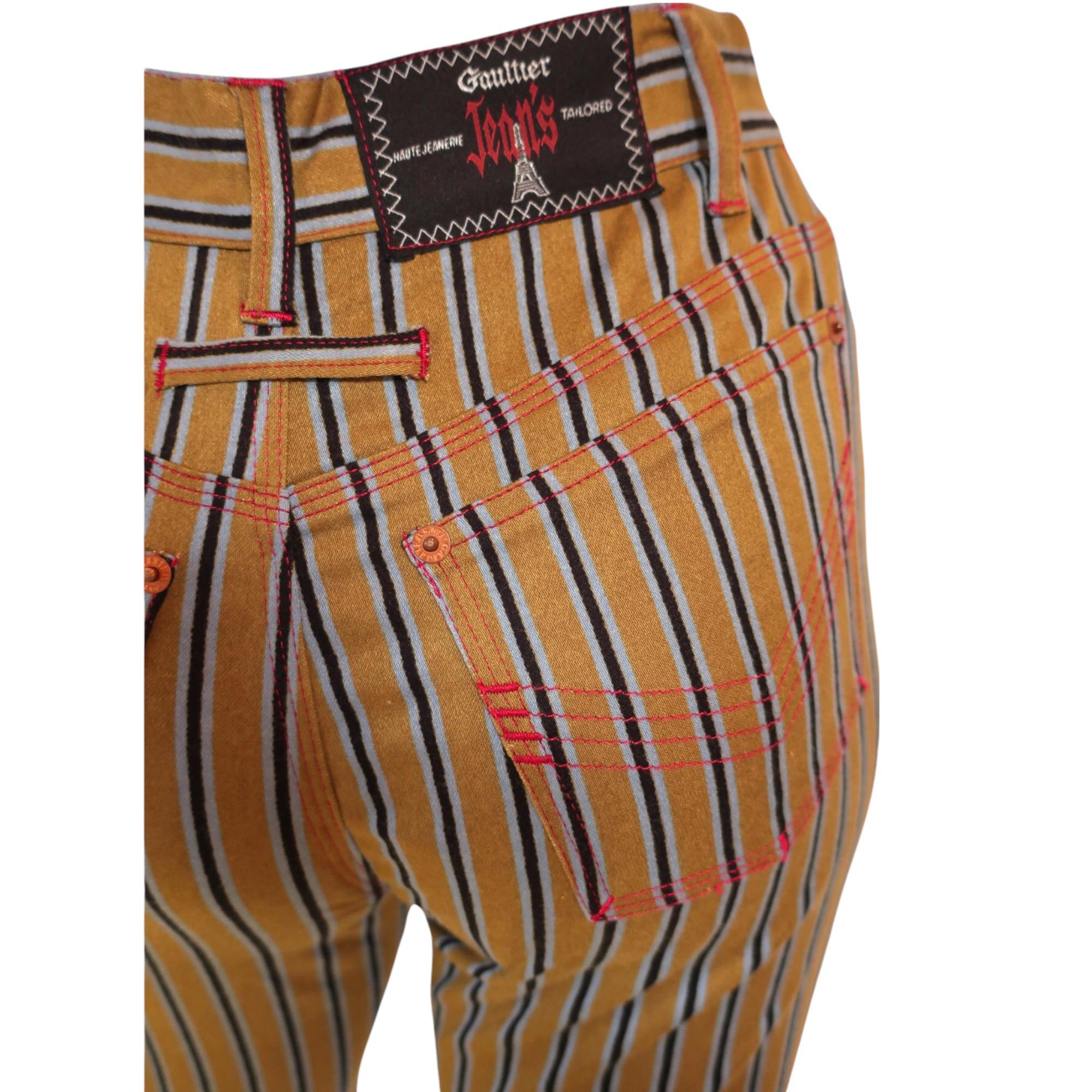 Women's Jean Paul Gaultier Striped Jeans For Sale