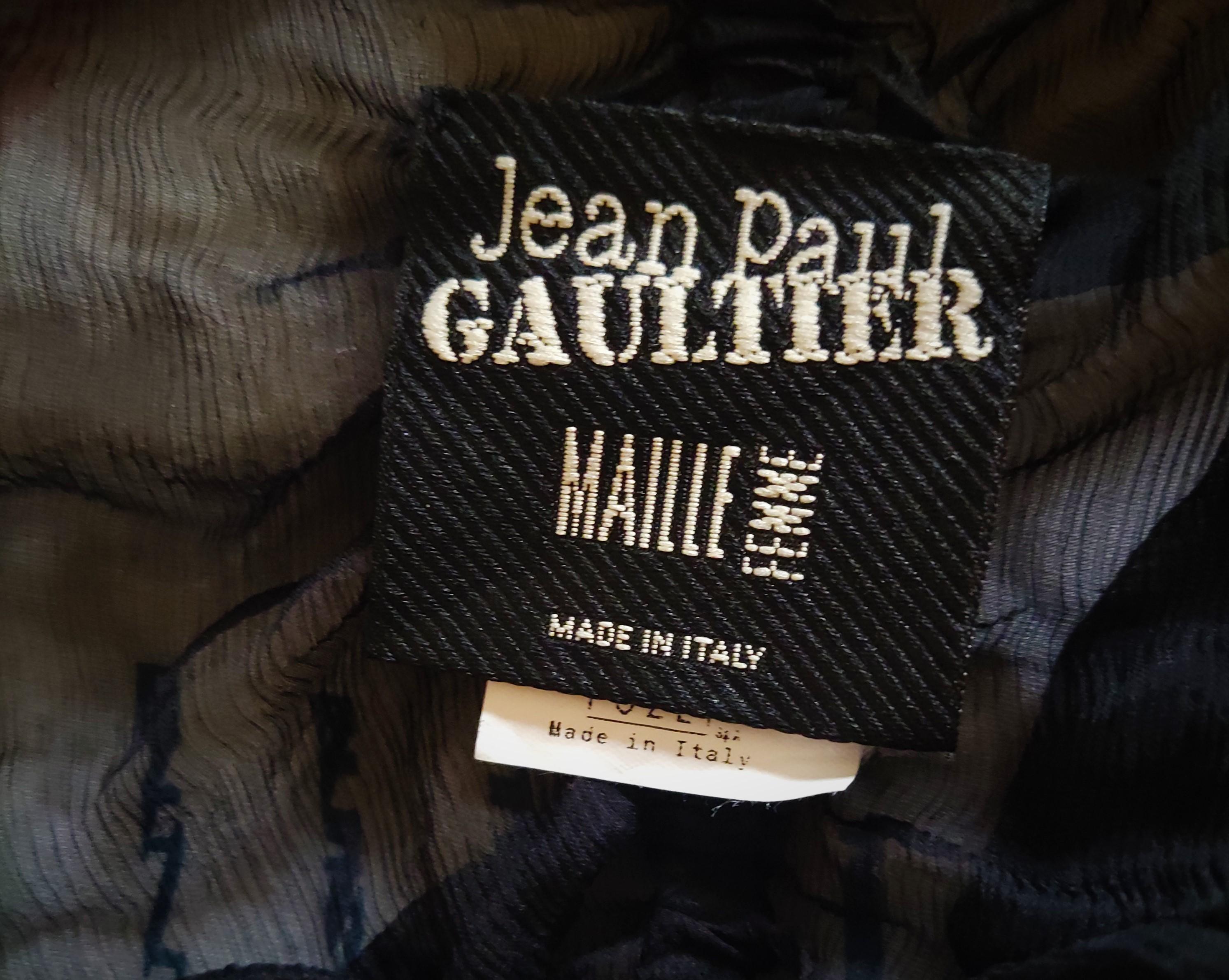 Vintage Jean Paul Gaultier Gestreiftes Marine Matrosen-Maxikleid aus durchsichtigem Mesh im Angebot 3