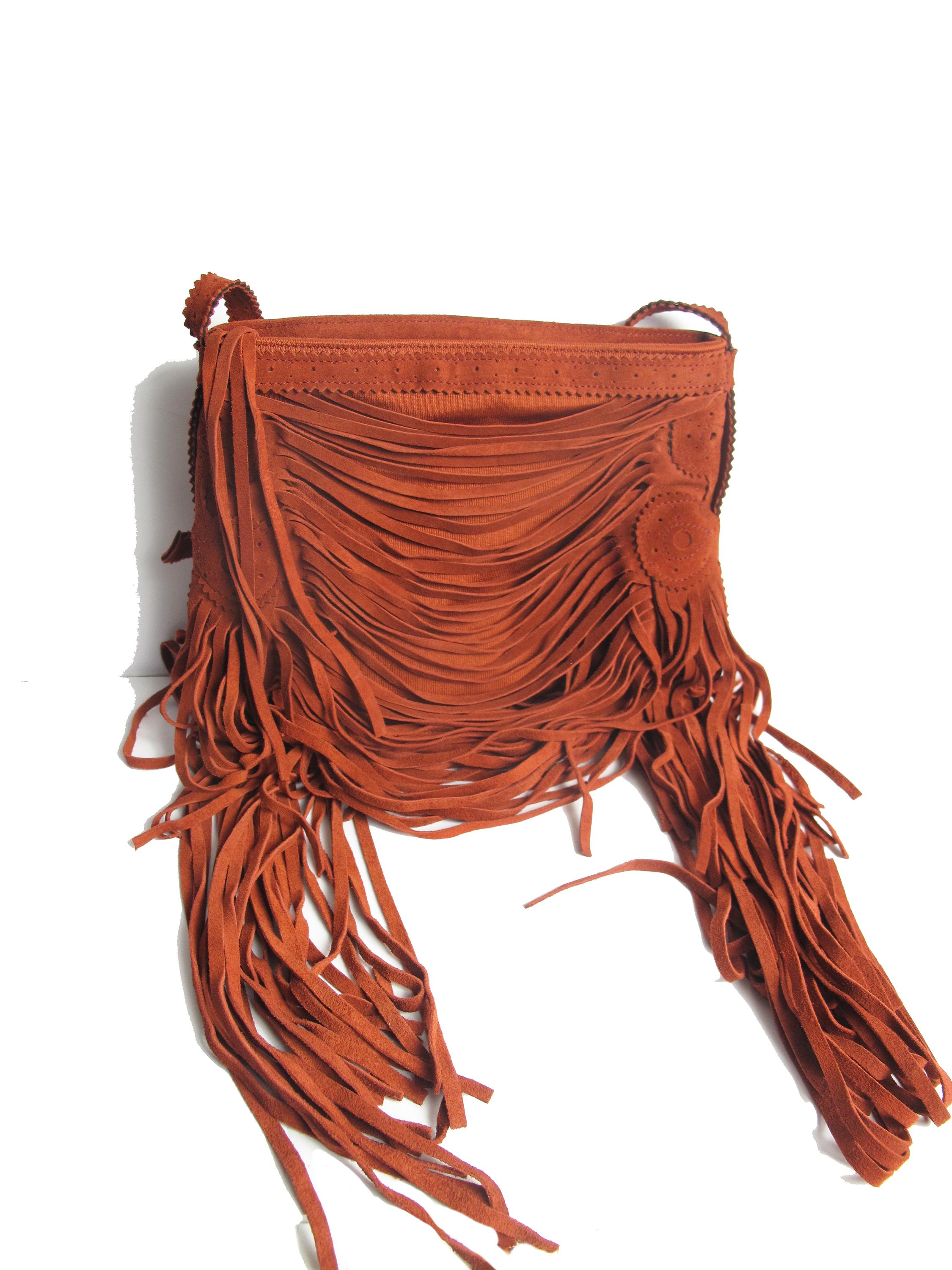 Brown Jean Paul Gaultier Suede Fringe Bag