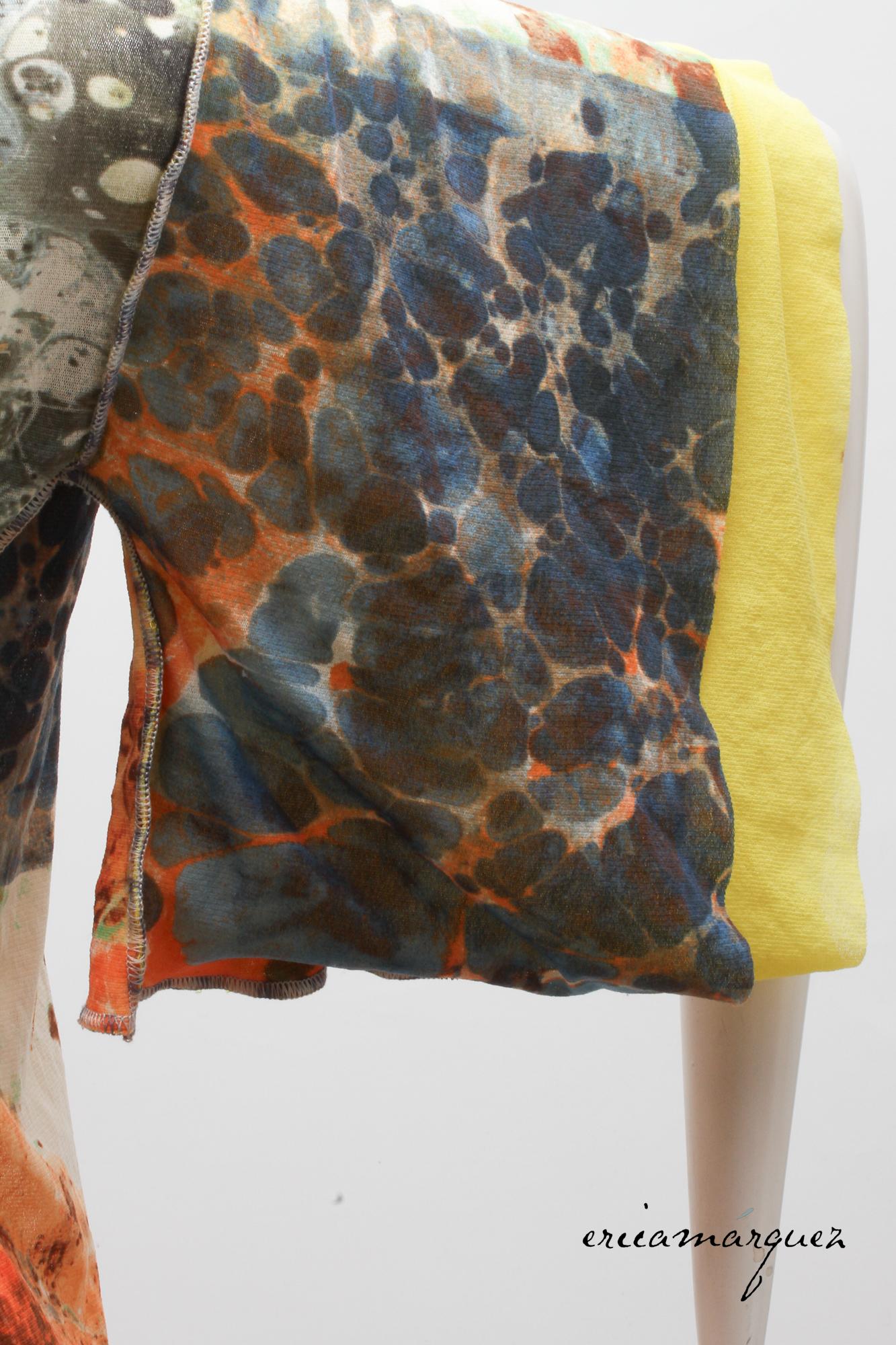 da uomo o donna Jean Paul Gaultier, Kimono a rete con motivo Suminagashi, chiusure con hardware in metallo in vendita