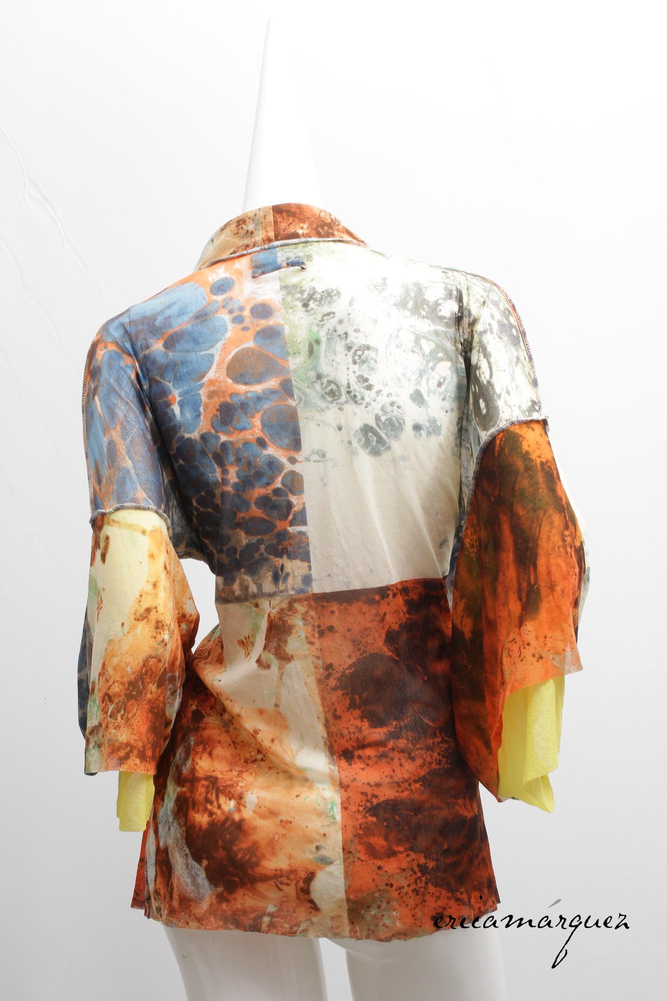 Jean Paul Gaultier, Kimono a rete con motivo Suminagashi, chiusure con hardware in metallo in vendita 3