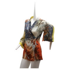 JEAN PAUL GAULTIER, Suminagashi Marbling Mesh Kimono, Metal Hardware Closures