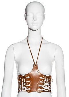 Jean Paul Gaultier tan leather lace-up halter corset, ss 2004