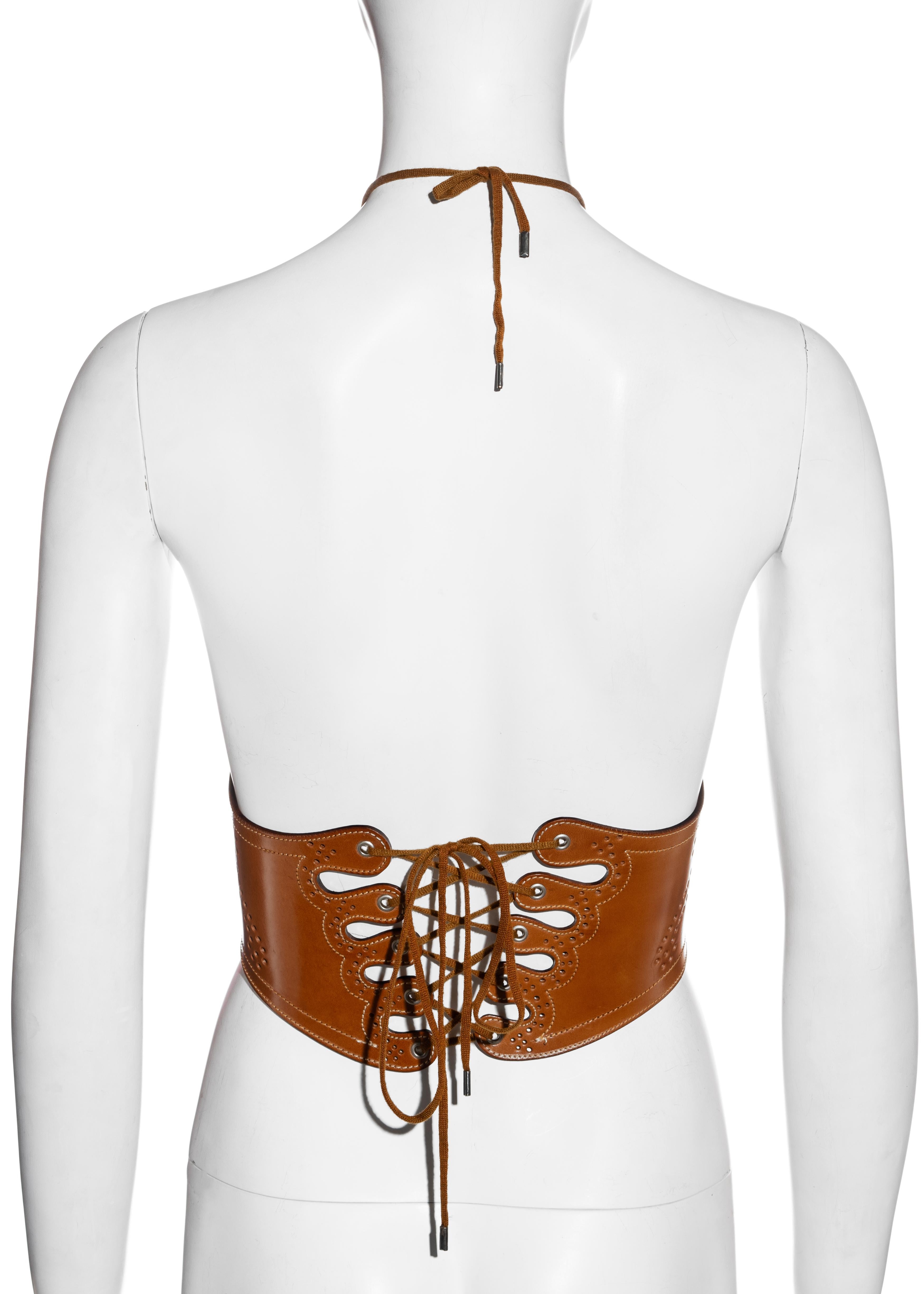 Jean Paul Gaultier tan leather lace-up halter corset, ss 2004 1