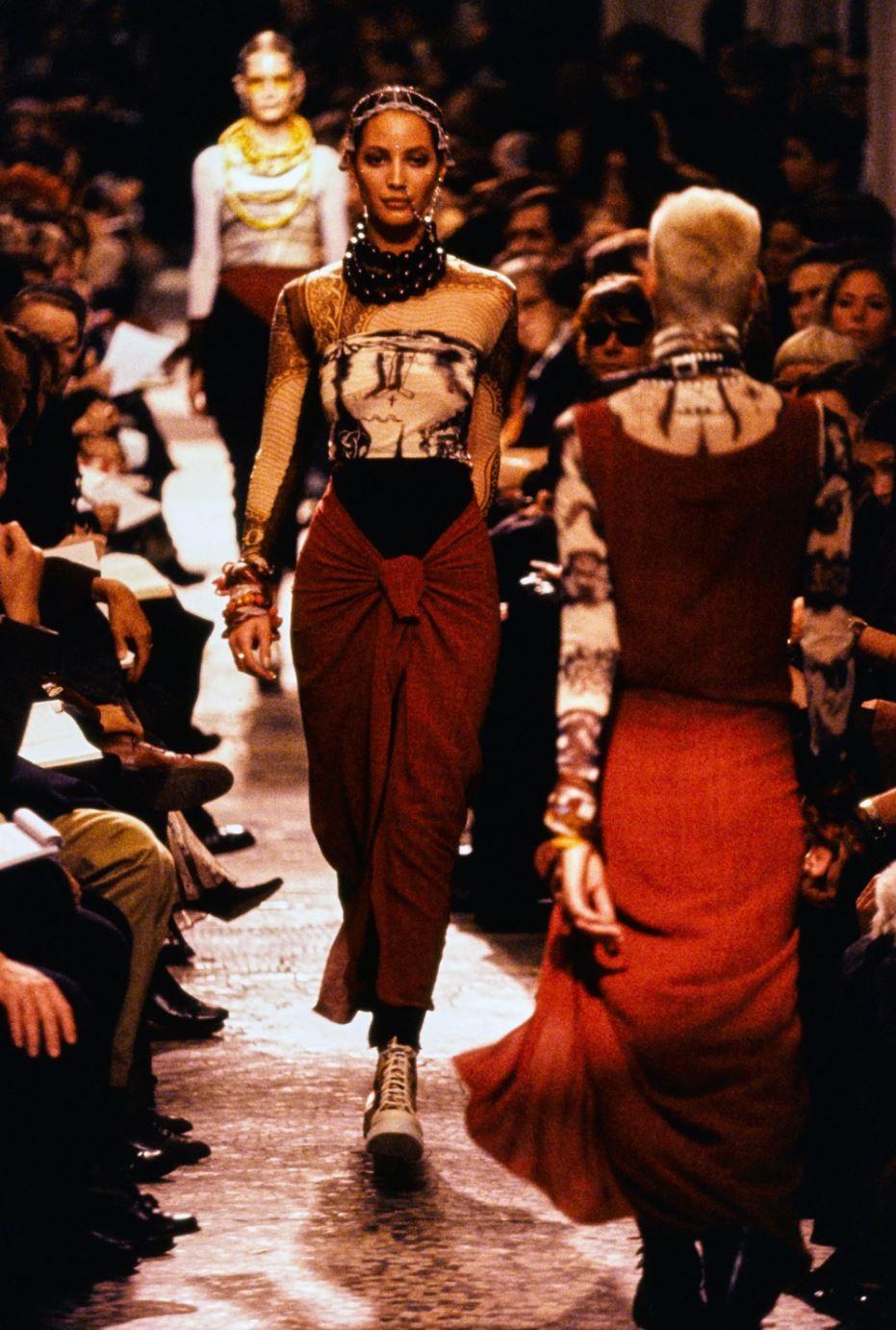 Jean Paul Gaultier Tartan 1994 Runway Haute Couture Shirt Top Tunic Wrap Dress In Excellent Condition In PARIS, FR