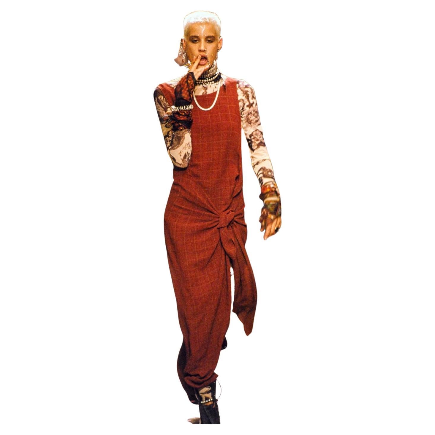 Jean Paul Gaultier Tartan 1994 Runway Haute Couture Shirt Top Tunic Wrap Dress