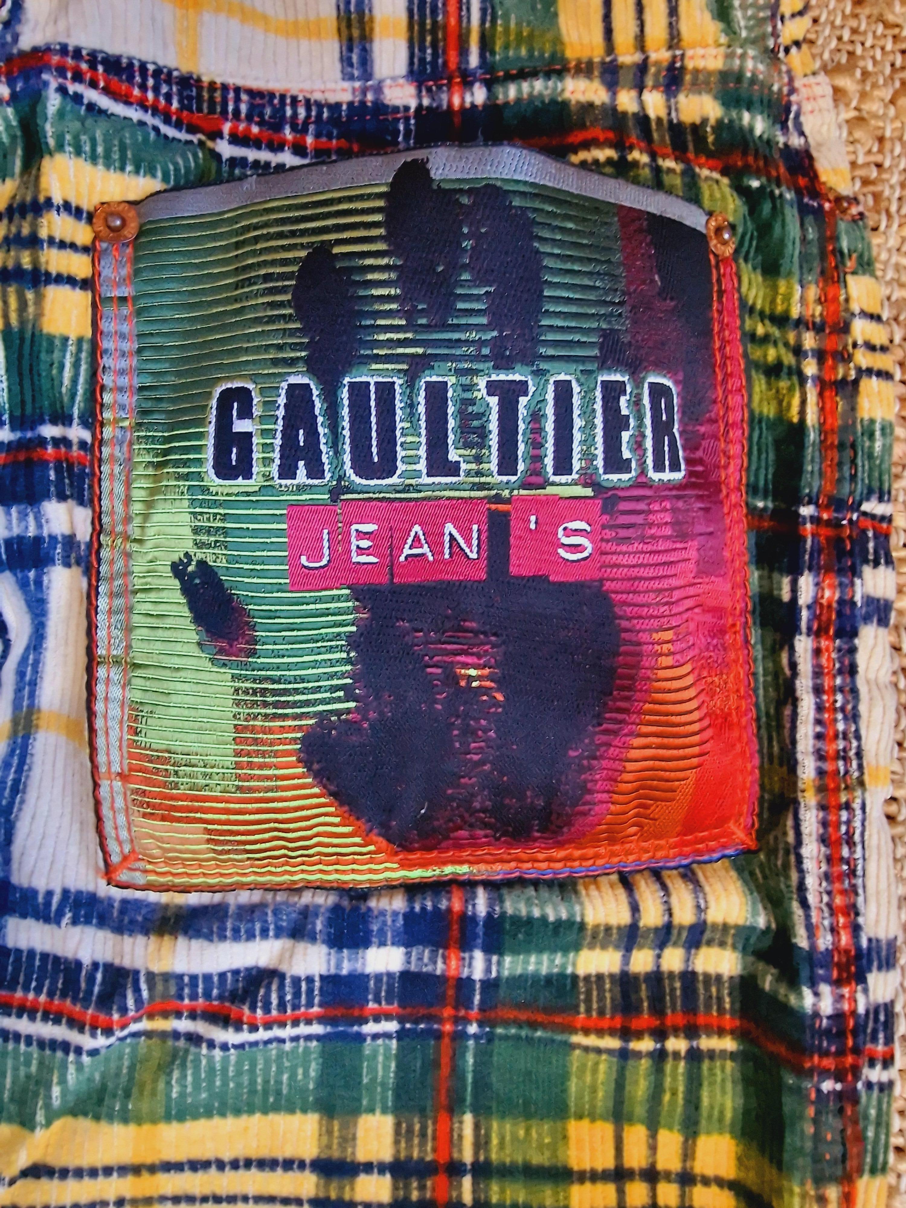 Jean Paul Gaultier Tartan Plaid Checked Cord Trousers Small Medium Hand Pants For Sale 10