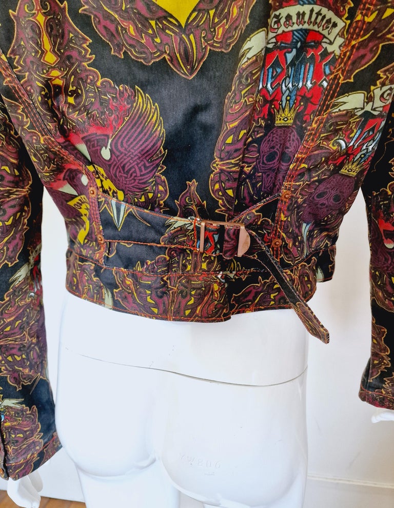 Veste Jean Paul Gaultier Vintage - Jean/tissu Motif Dragon - Taille M - Occasion TB état