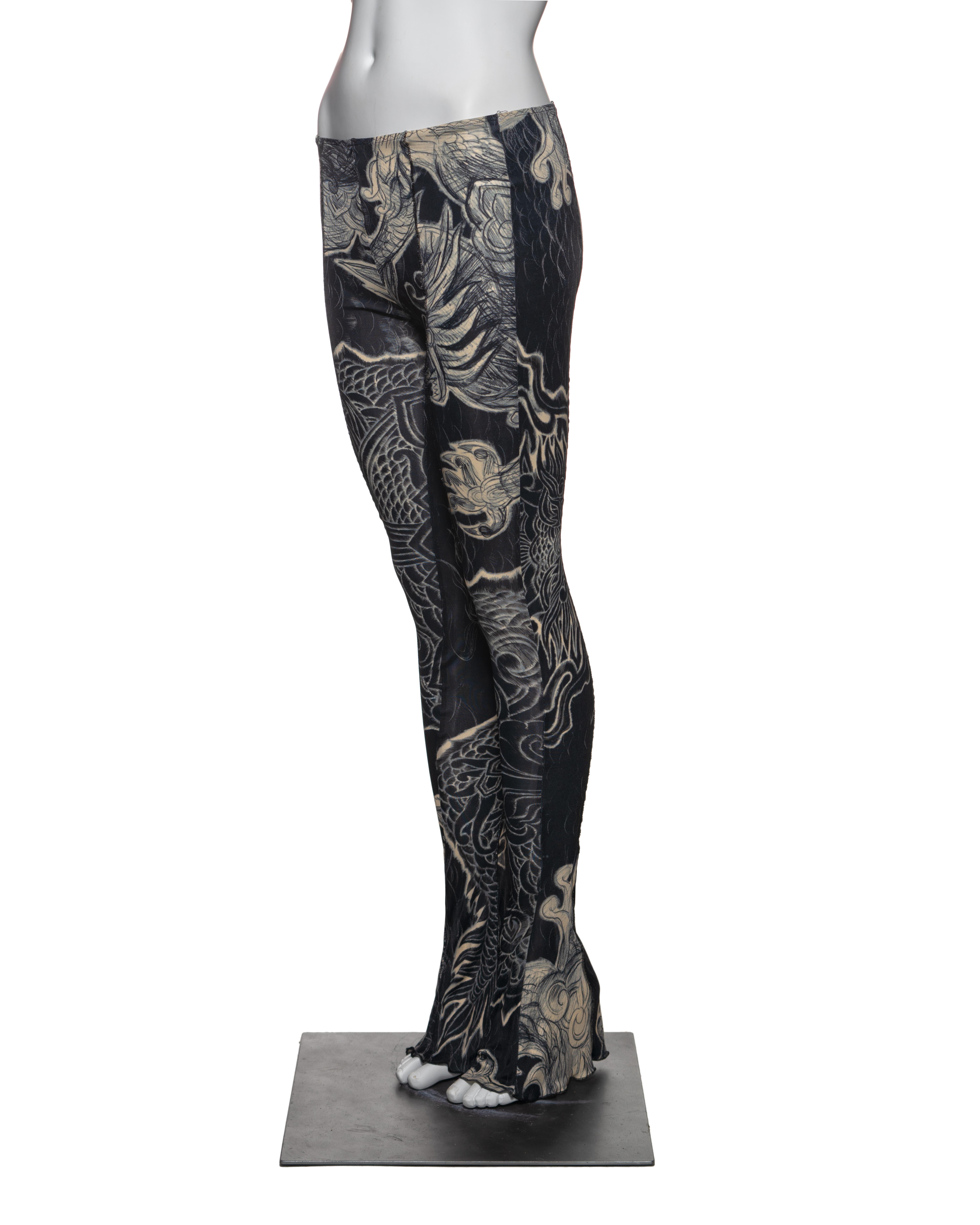 Jean Paul Gaultier Tattoo Print Rayon Dress and Pants Ensemble, FW 2008 For Sale 9