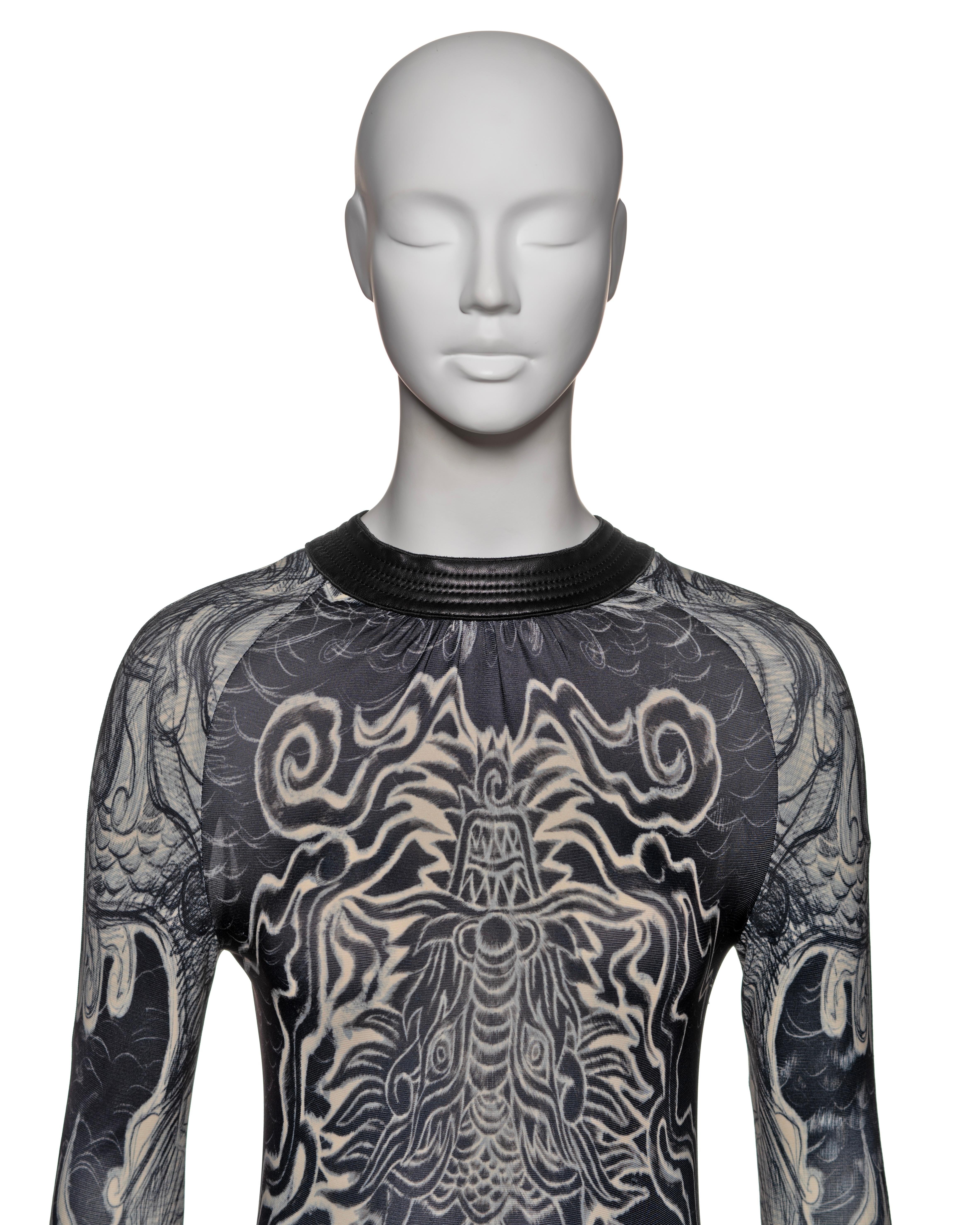 Jean Paul Gaultier Tattoo Print Rayon Dress and Pants Ensemble, FW 2008 In Excellent Condition For Sale In London, GB