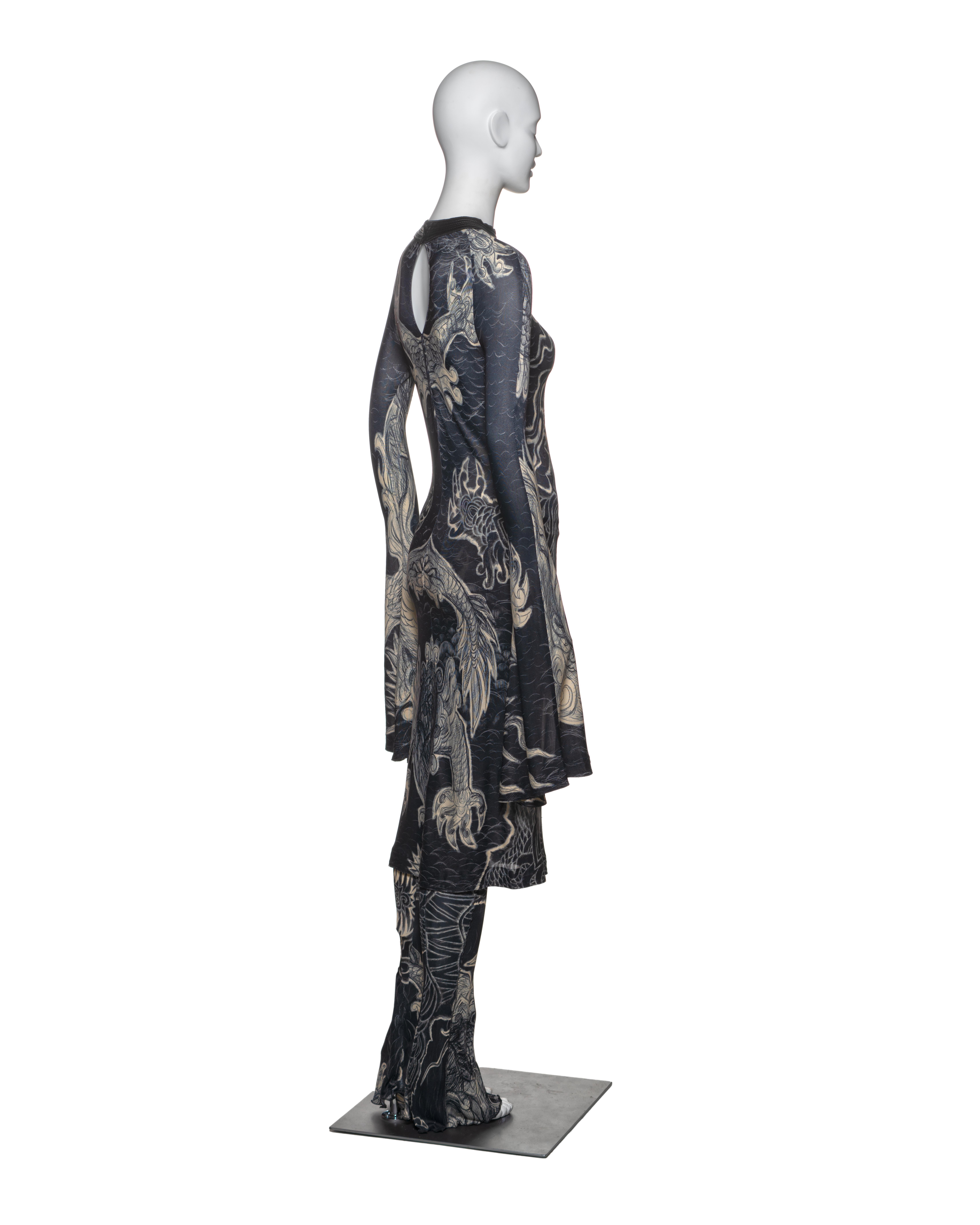Jean Paul Gaultier Tattoo Print Rayon Dress and Pants Ensemble, FW 2008 For Sale 2