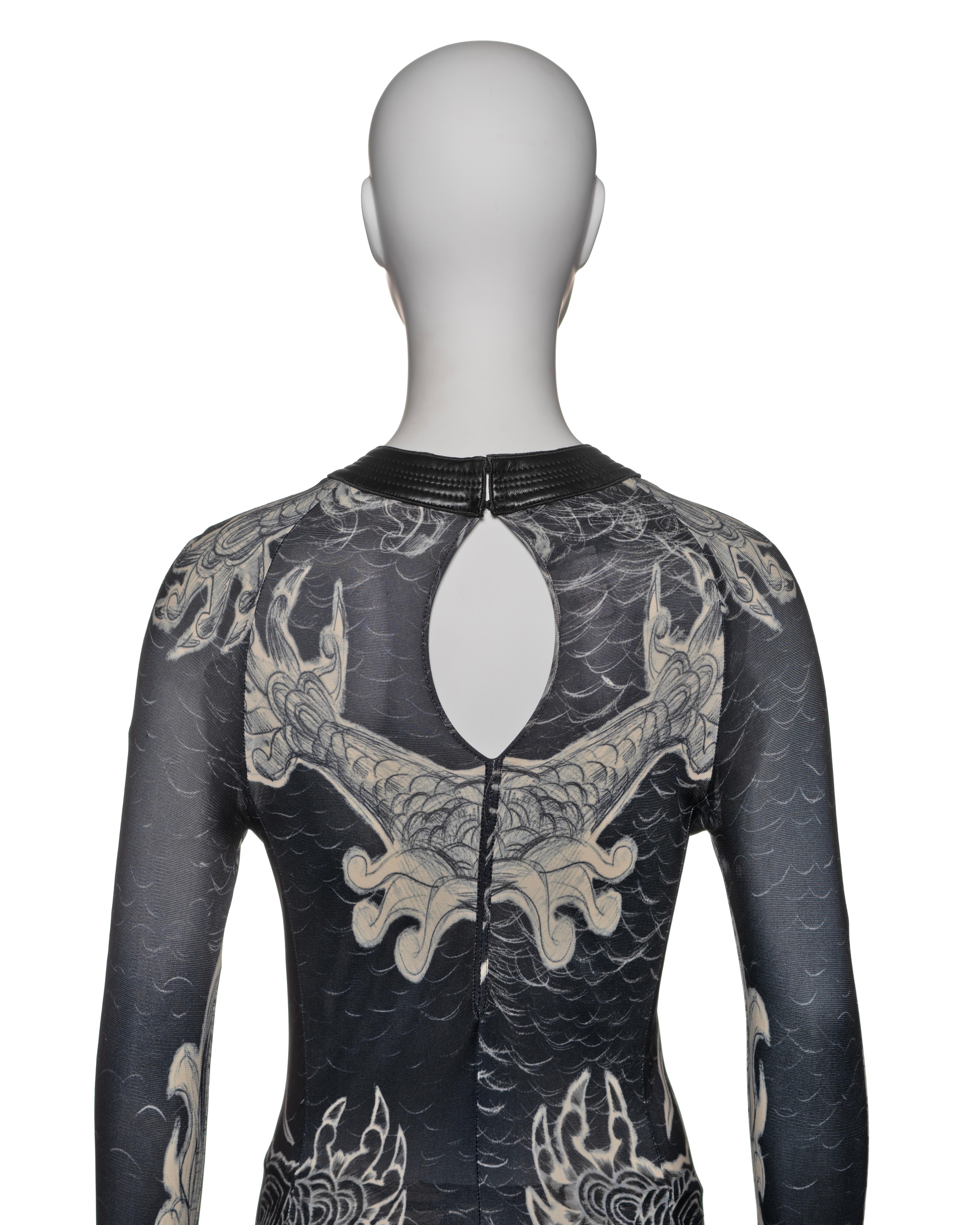 Jean Paul Gaultier Tattoo Print Rayon Dress and Pants Ensemble, FW 2008 For Sale 4