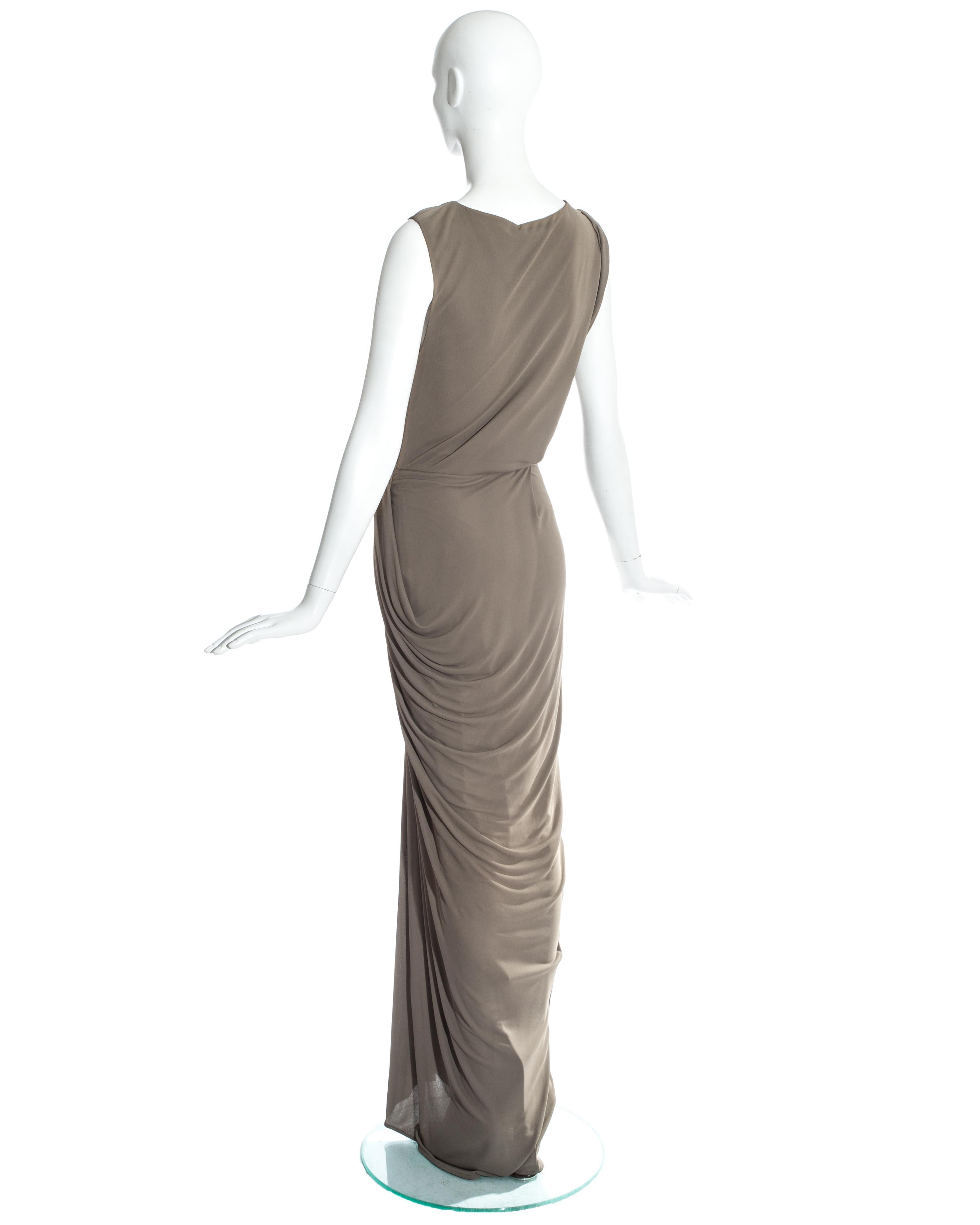 Jean Paul Gaultier taupe jersey draped maxi dress, ss 2009 In Excellent Condition In London, GB