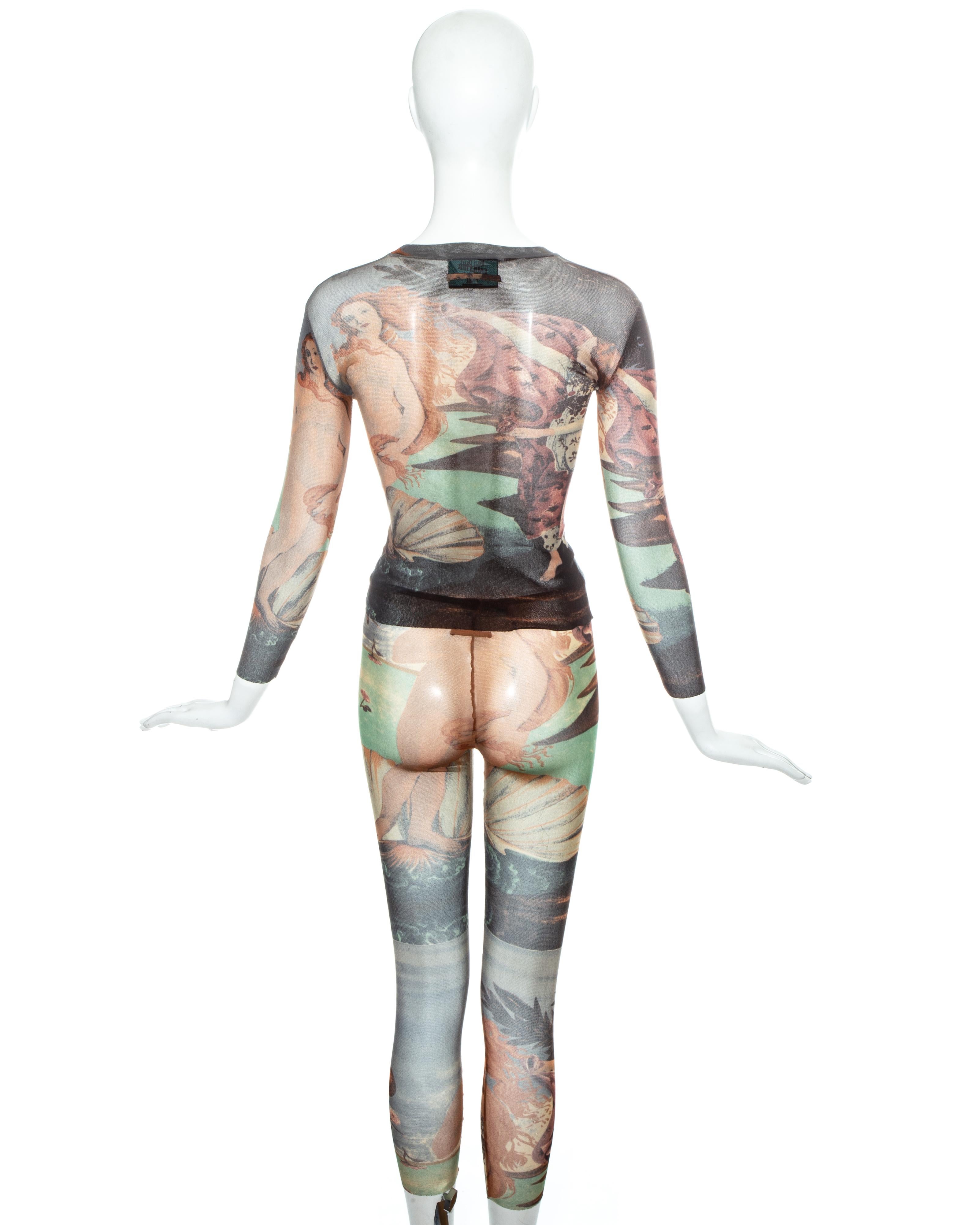 Jean Paul Gaultier 'The Birth of Venus' printed mesh top and leggings, ss 1995 In Good Condition In London, GB