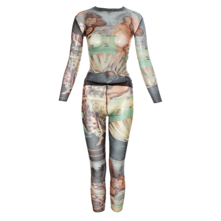 Jean Paul Gaultier 'The Birth of Venus' printed mesh top and leggings, ss  1995 at 1stDibs | birth of venus mesh top, jean paul gaultier birth of venus,  jean paul gaultier botticelli