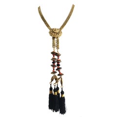 Jean Paul Gaultier Thimble Brutalist Chain Tassels Necklace 90s