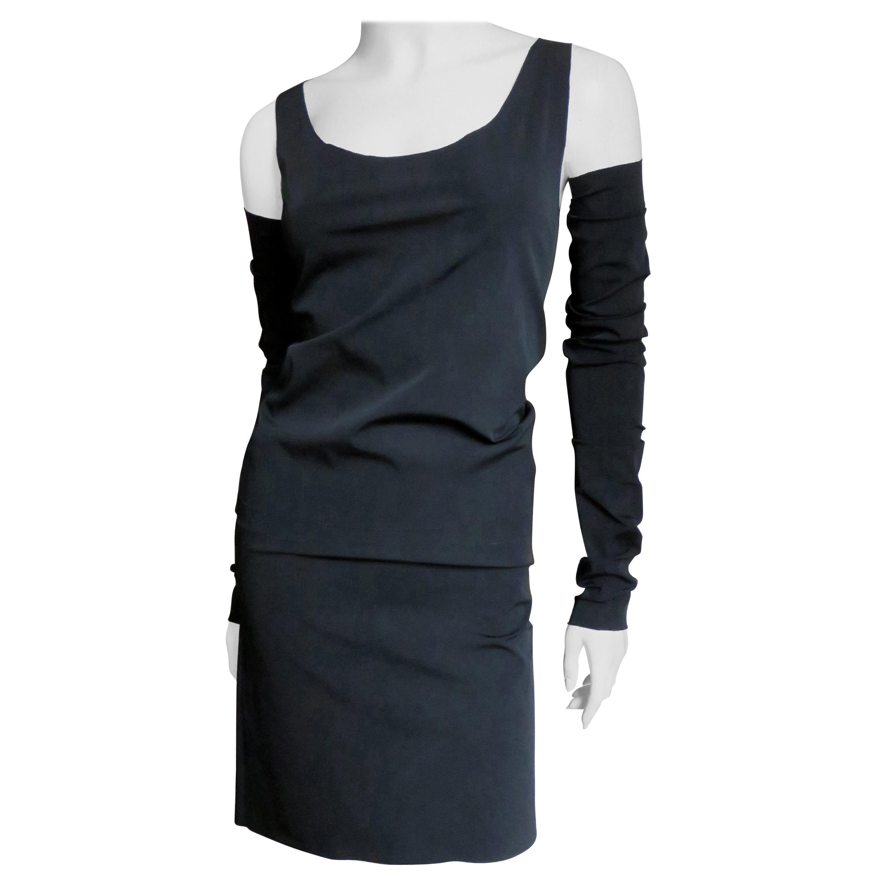 F/W 1992 Jean Paul Gaultier Runway Black Cone Bra Large Butt Pockets Mini Dress For Sale at 