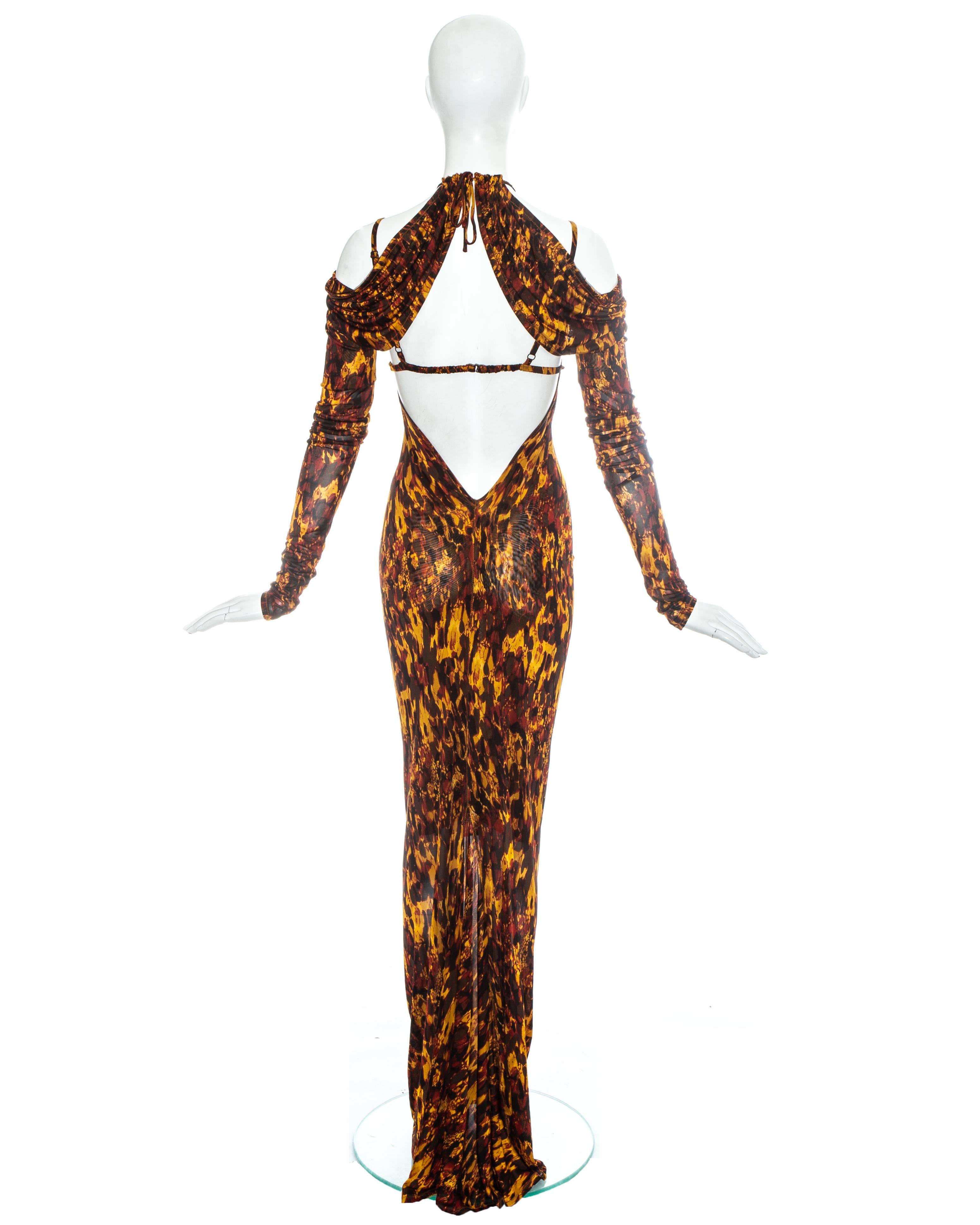 Jean Paul Gaultier tortoise shell print evening dress and bra, ss 1997 In Good Condition In London, GB
