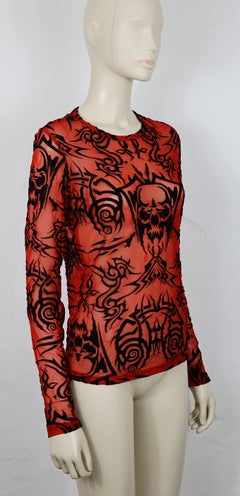 JEAN PAUL GAULTIER Tribal Demon Sheer Mesh Top Size M