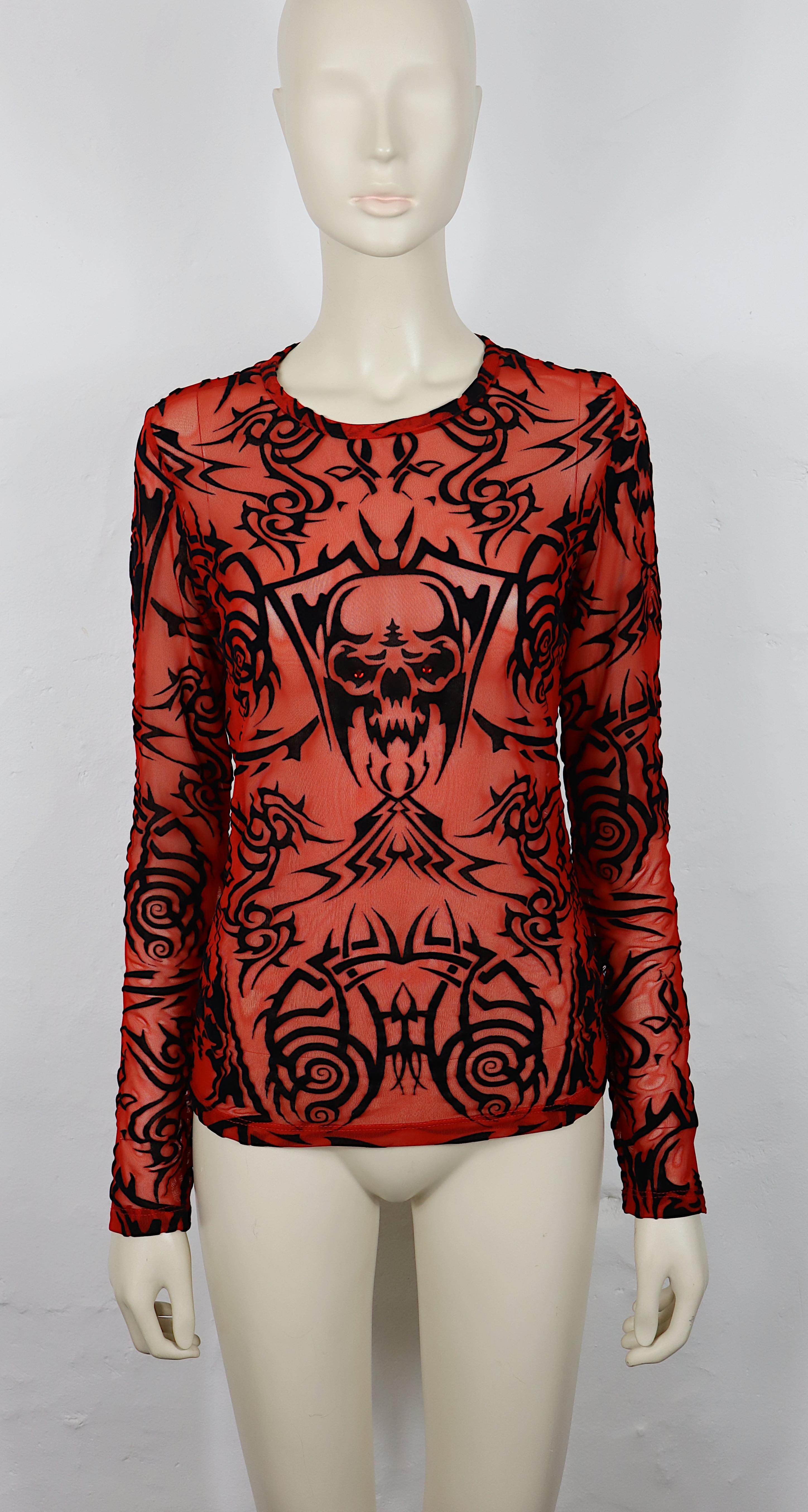 JEAN PAUL GAULTIER Tribal Demon Top de malla transparente Talla M Rosa en venta