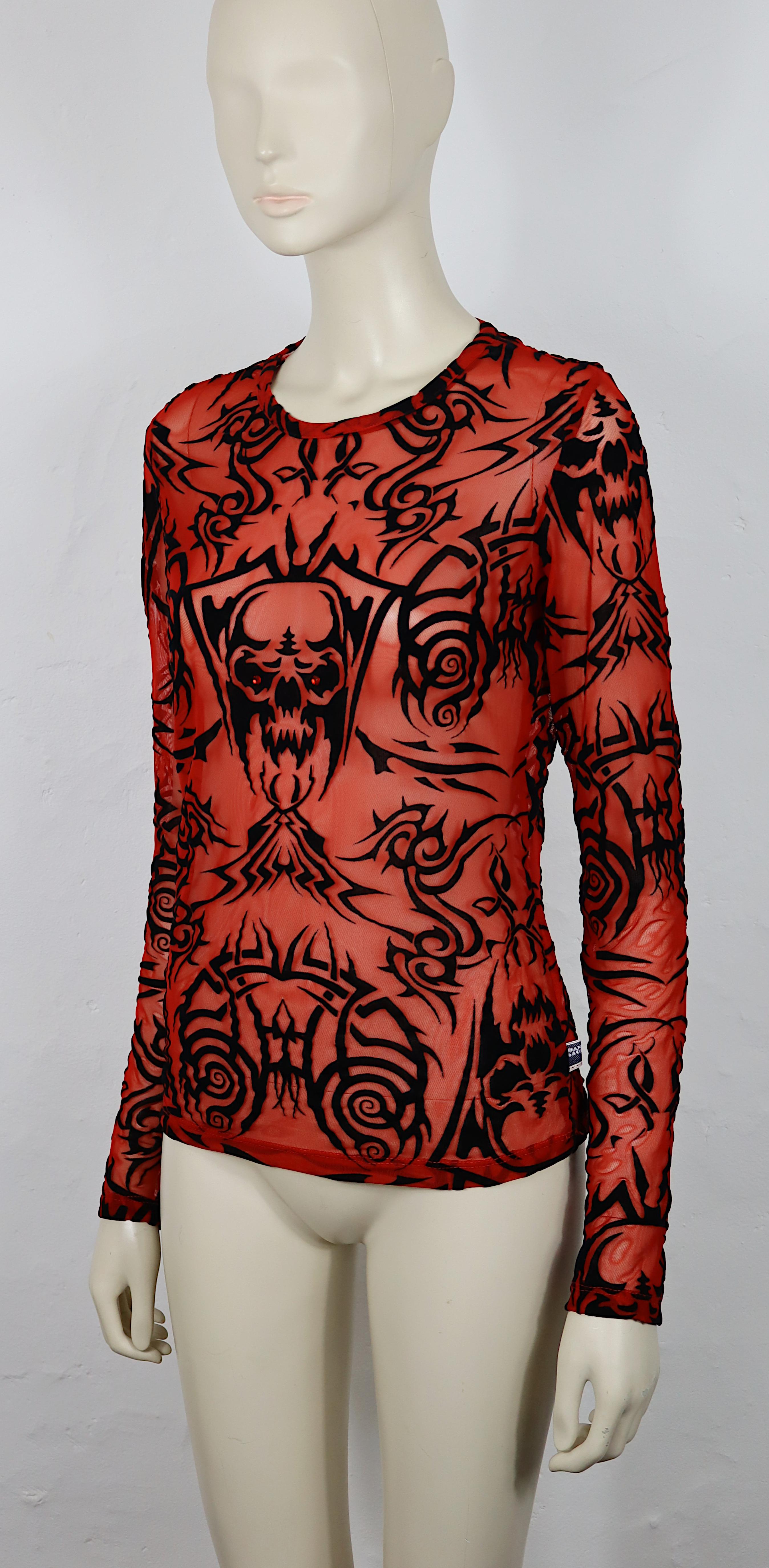JEAN PAUL GAULTIER Tribal Demon Top de malla transparente Talla M en Bueno estado para la venta en Nice, FR