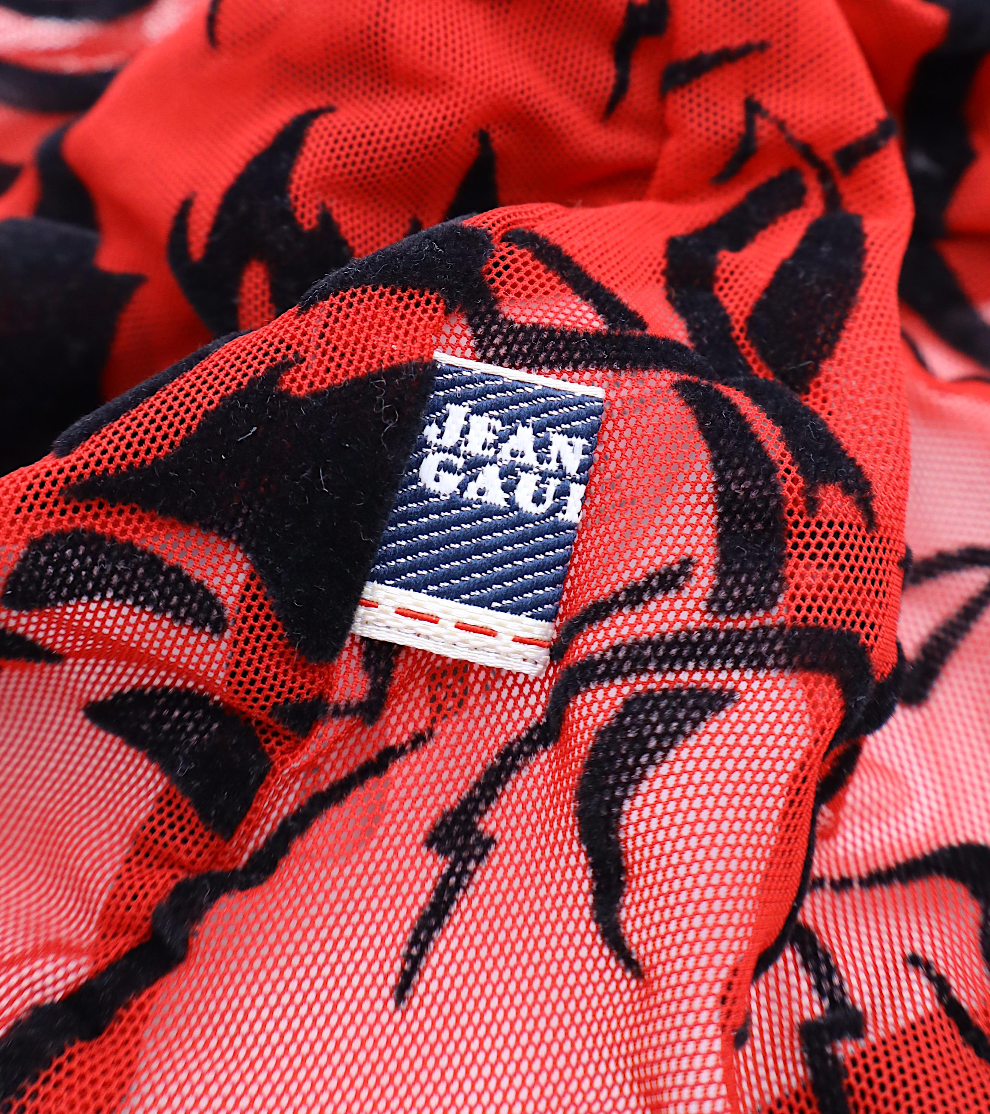 JEAN PAUL GAULTIER Tribal Demon Top de malla transparente Talla M en venta 4