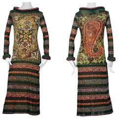 Vintage JEAN PAUL GAULTIER Tribal Tattoo Prints Rolled Hoop Neckline and Cuffs Dress