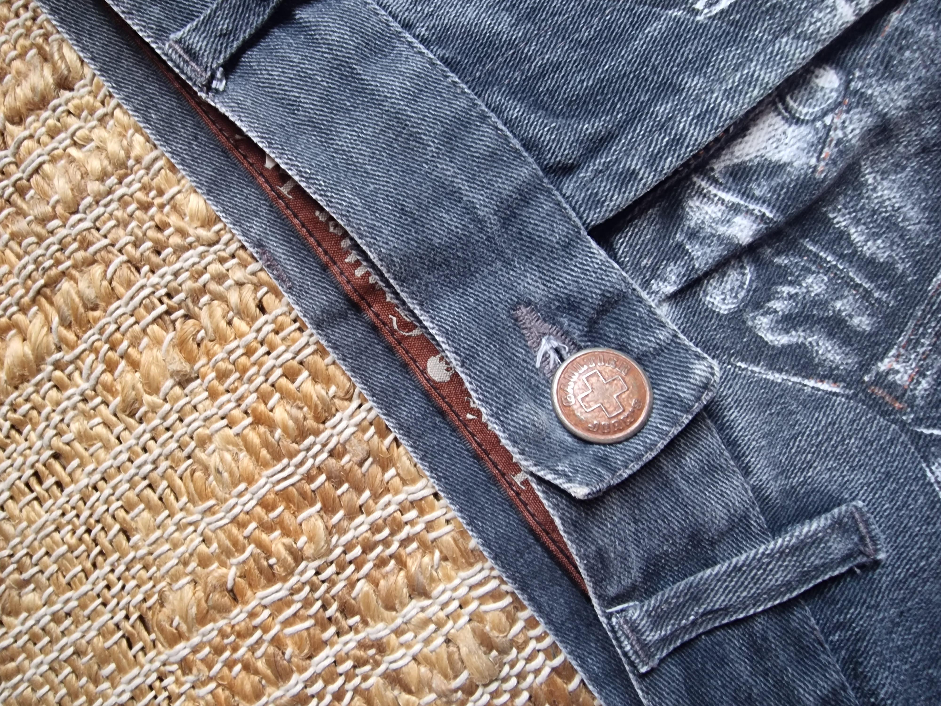 Gray Jean Paul Gaultier Trompe L'Oeil Denim Optical Illusion Small XS Jeans Pants For Sale